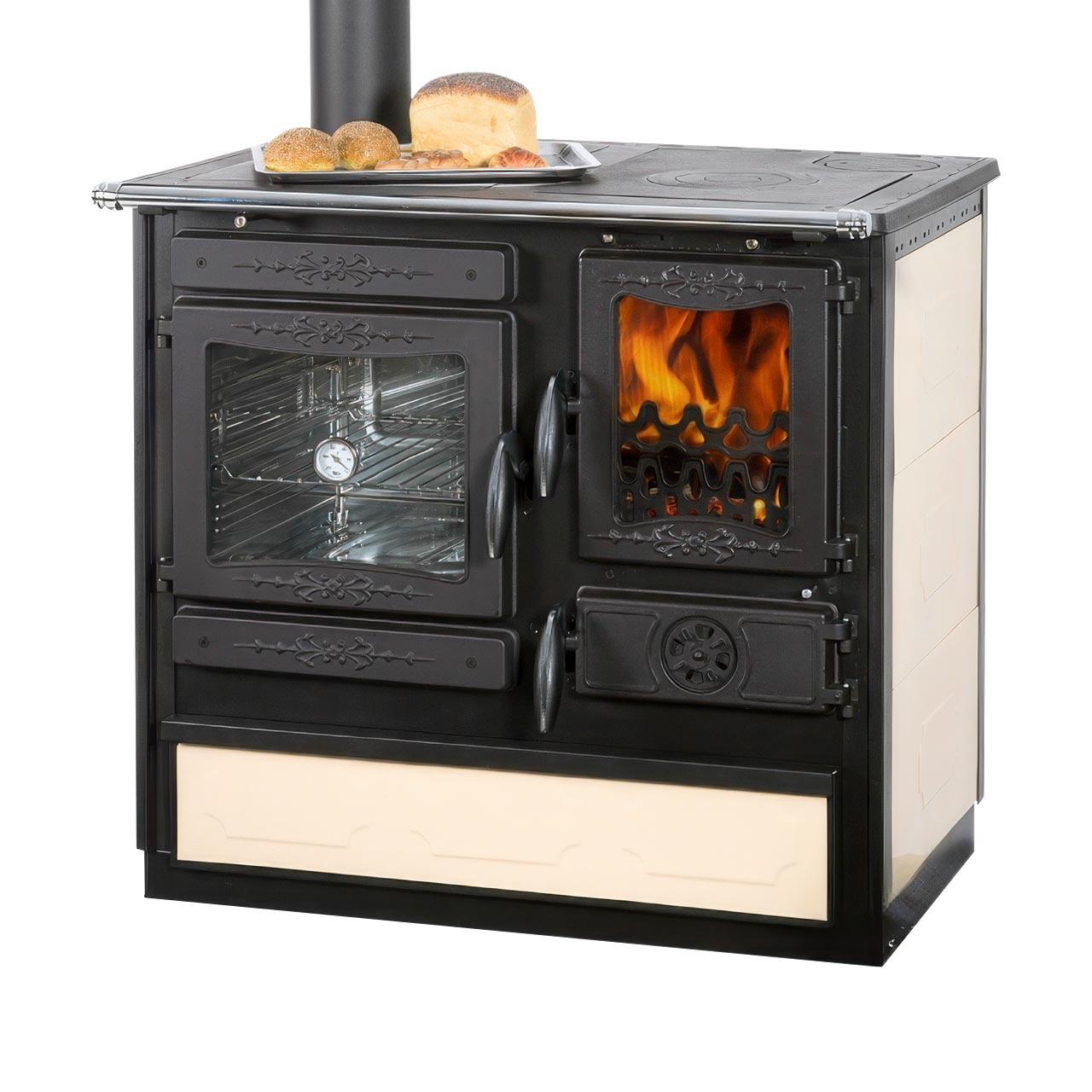 Holzherd Globe Fire Alhena Links 6,6 kW - Ausführung: Creme