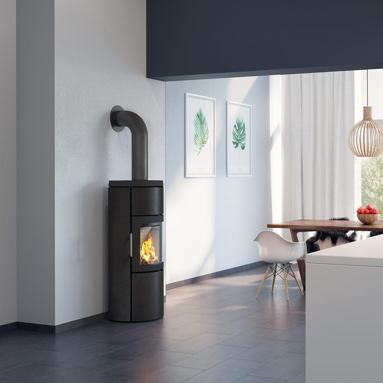 Kaminofen HWAM 3520 Stahl Autopilot 4,5 kW - Ausführung: 3520c, Korpus Schwarz, Rauchabgang Oben Ø 150 mm