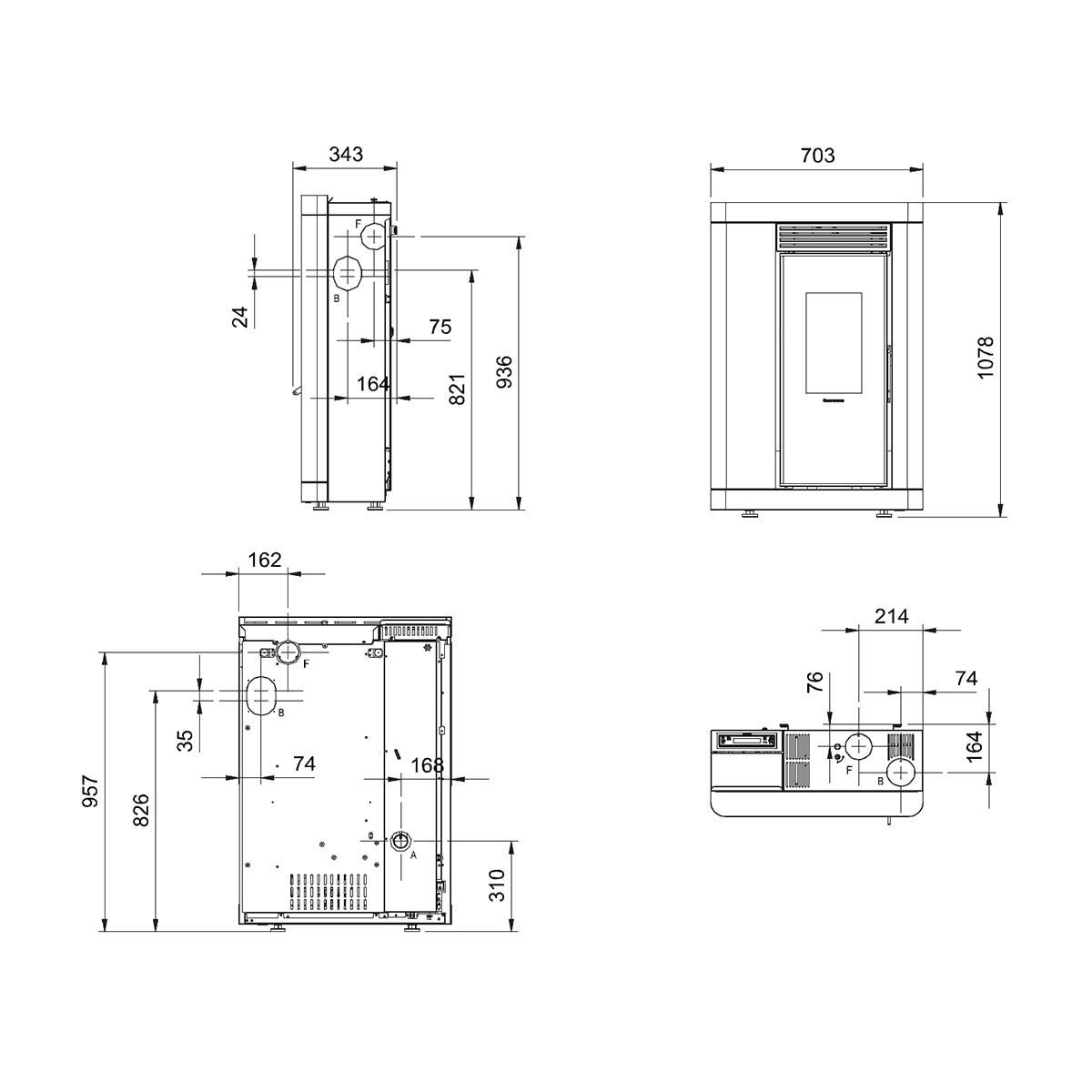 Pelletofen Extraflame Annabella AD Evo mit 9 kW - Verkleidung: taupe matt