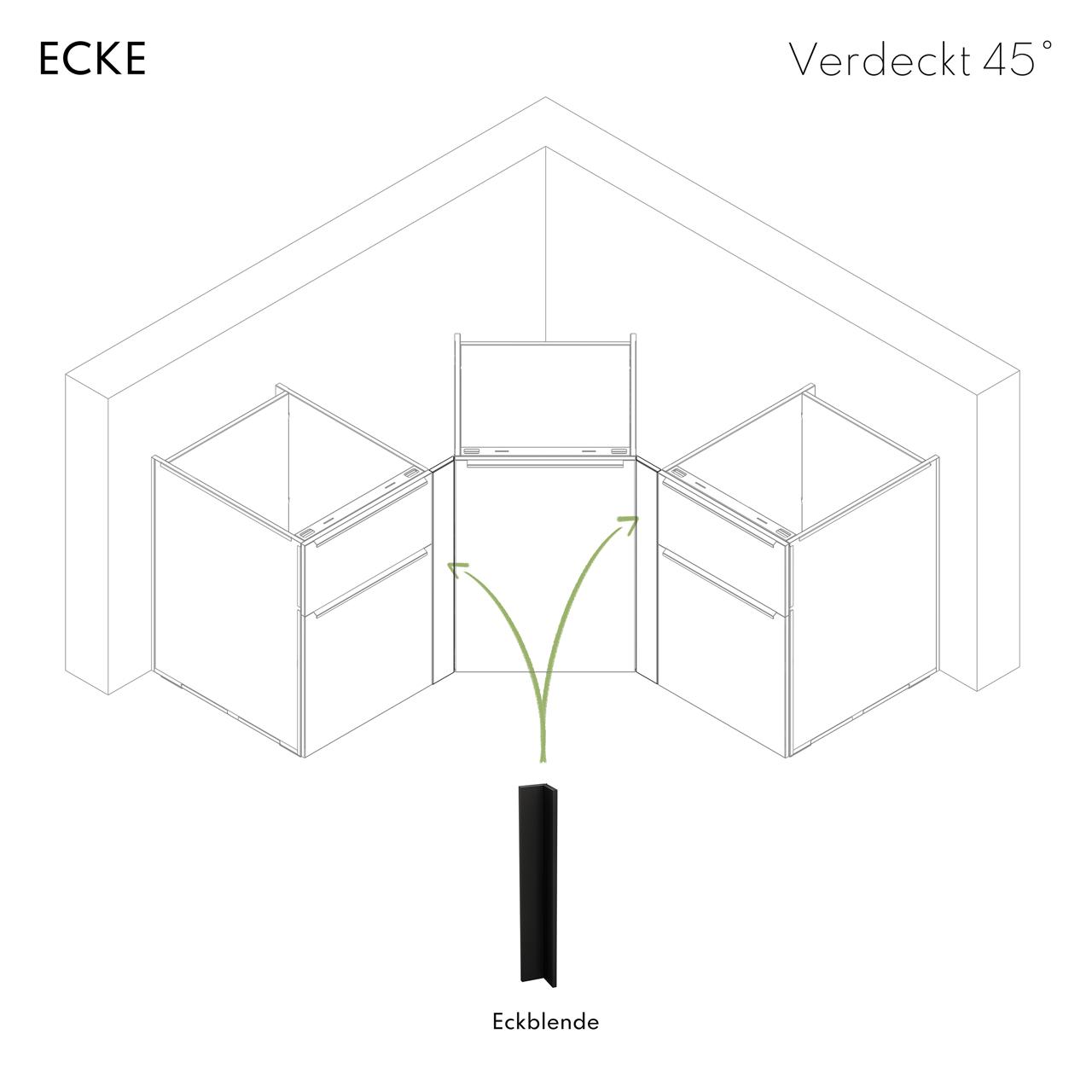 Outdoorküche vivandio elements / Blende Ecke - Ausführung: Eckblende 10 cm, mattschwarz