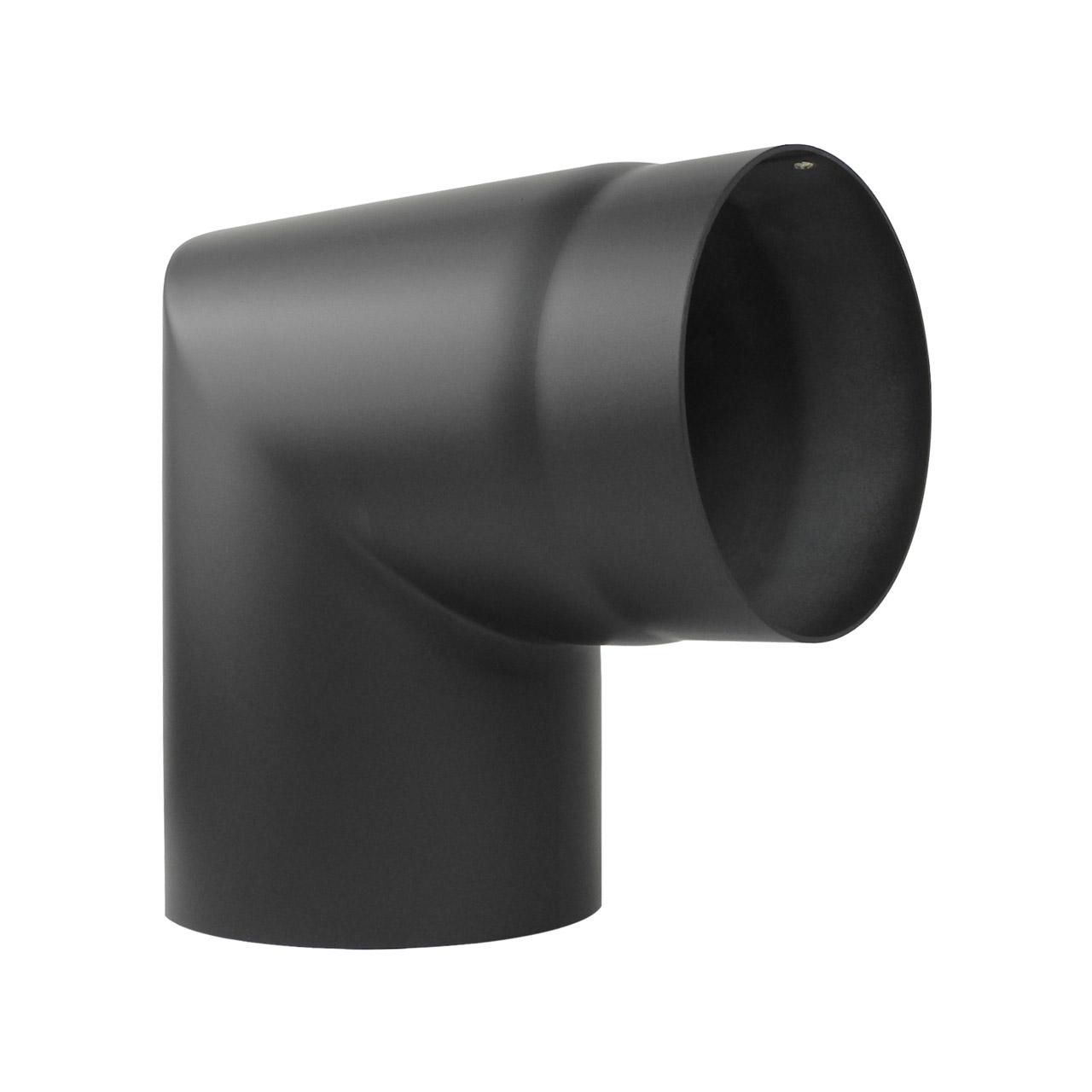 Ofenrohr Bogen 2tlg. starr geschliffen DN 130 mm 90° Schwarz