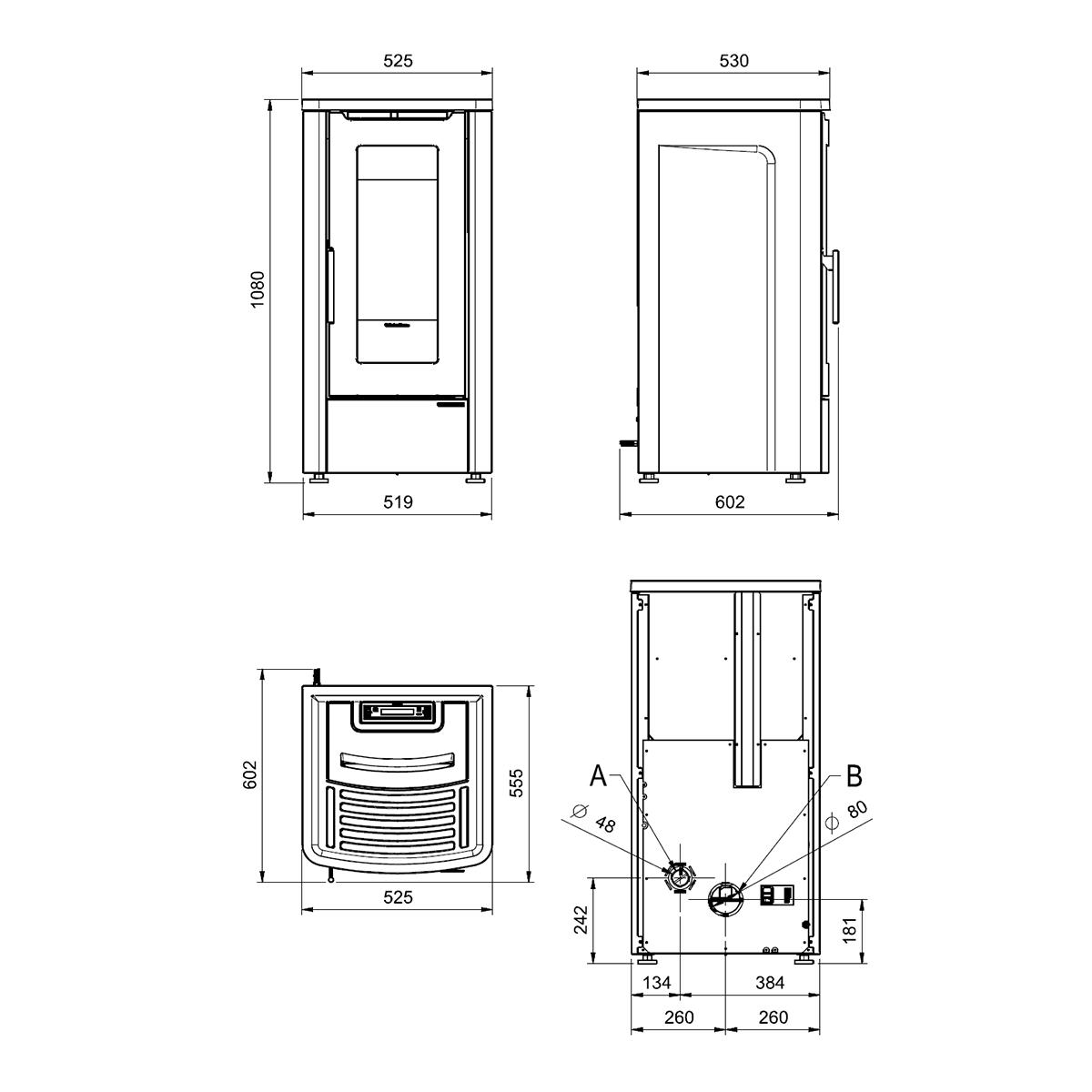 Pelletofen Extraflame Dahiana VFS mit 10 kW - Verkleidung: elfenbein