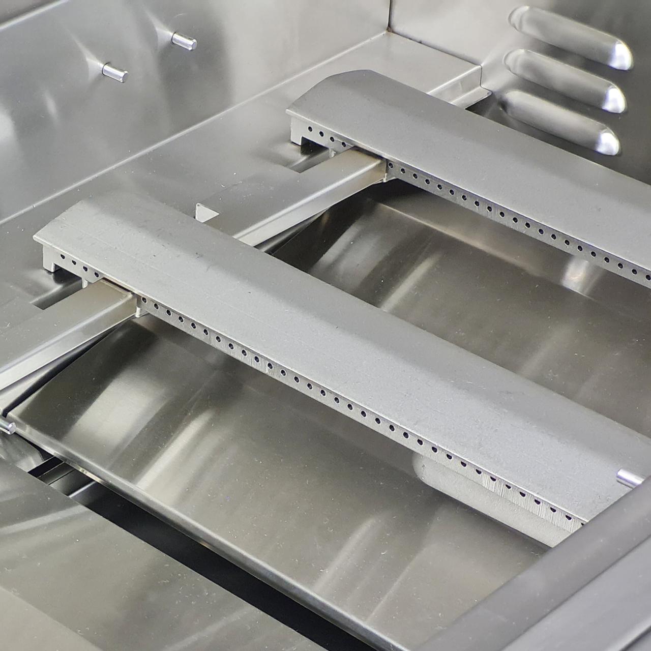 Gasgrill Einbaugrillaufsatz vivandio fyre X - Ausführung: IR Gen2 (1x IR + 3x Edelstahlguss) - Konfiguration: 2x Keramik Rest V4A