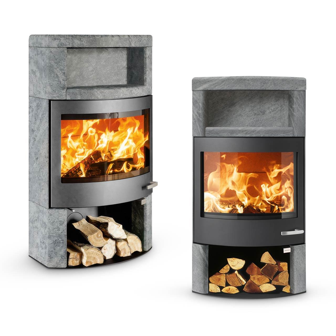 Kaminofen Skantherm Ator Plus Panorama 9,9 kW - Ausführung: Speckstein, Korpus Schwarz