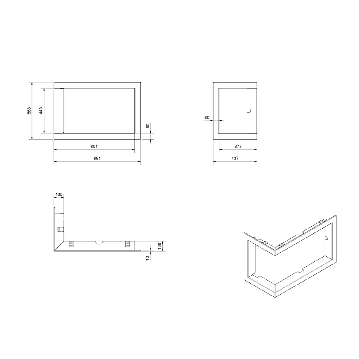 Blendrahmen für Eckscheibe links oder rechts (Art. 7054104)