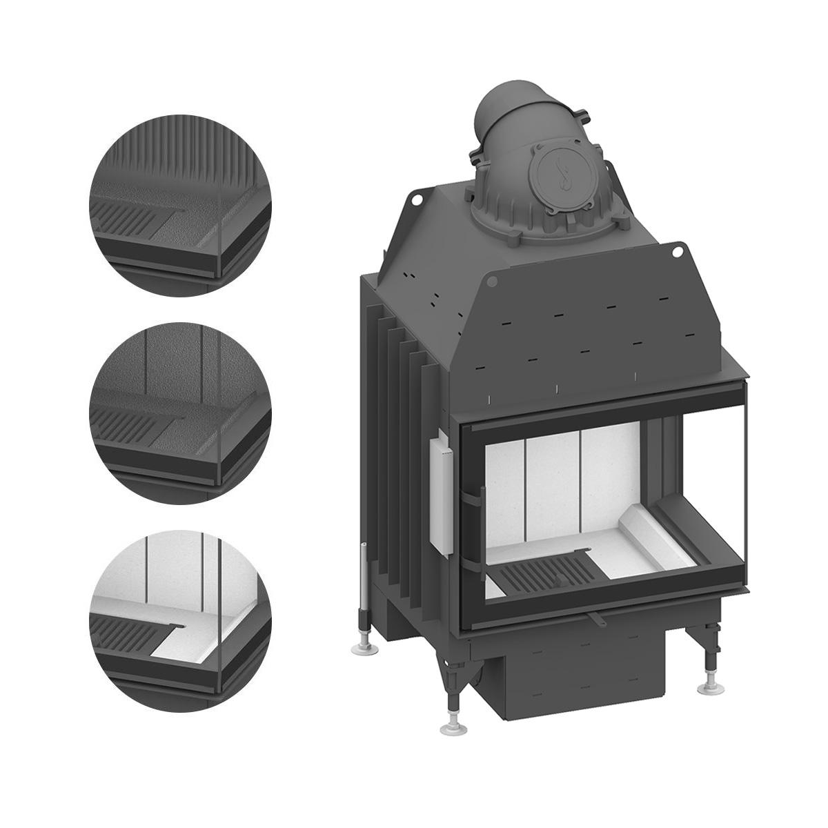 Eck-Kamineinsatz Schmid Ekko R 67(45) s evo mit 9 kW