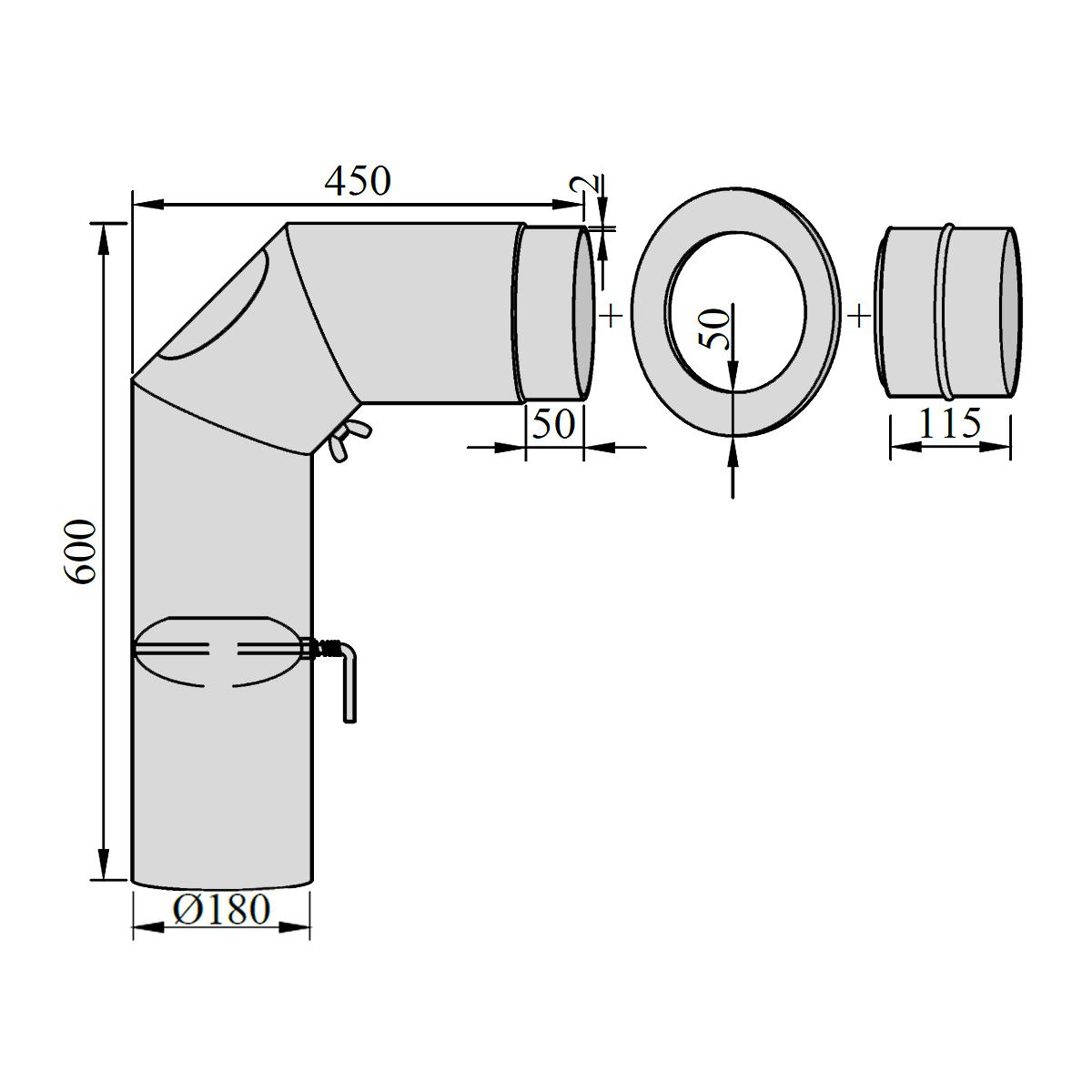 Ofenrohr Set DN 180 mm Gussgrau