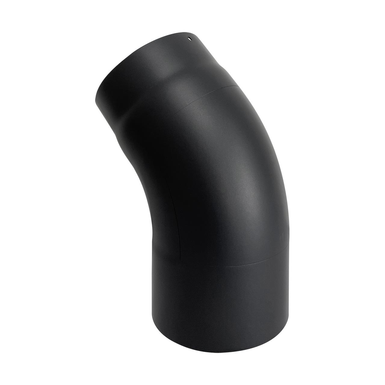 Ofenrohr Bogen gezogen mit Tür DN 130 mm 45° Schwarz