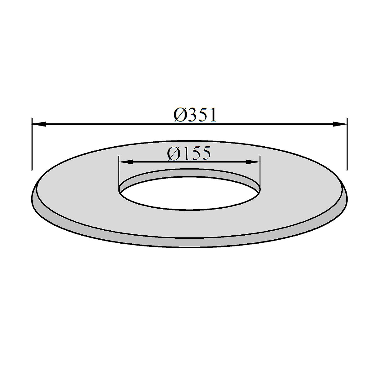 Ofenrohr Rosette DN 150 mm Rand 9 cm Gussgrau