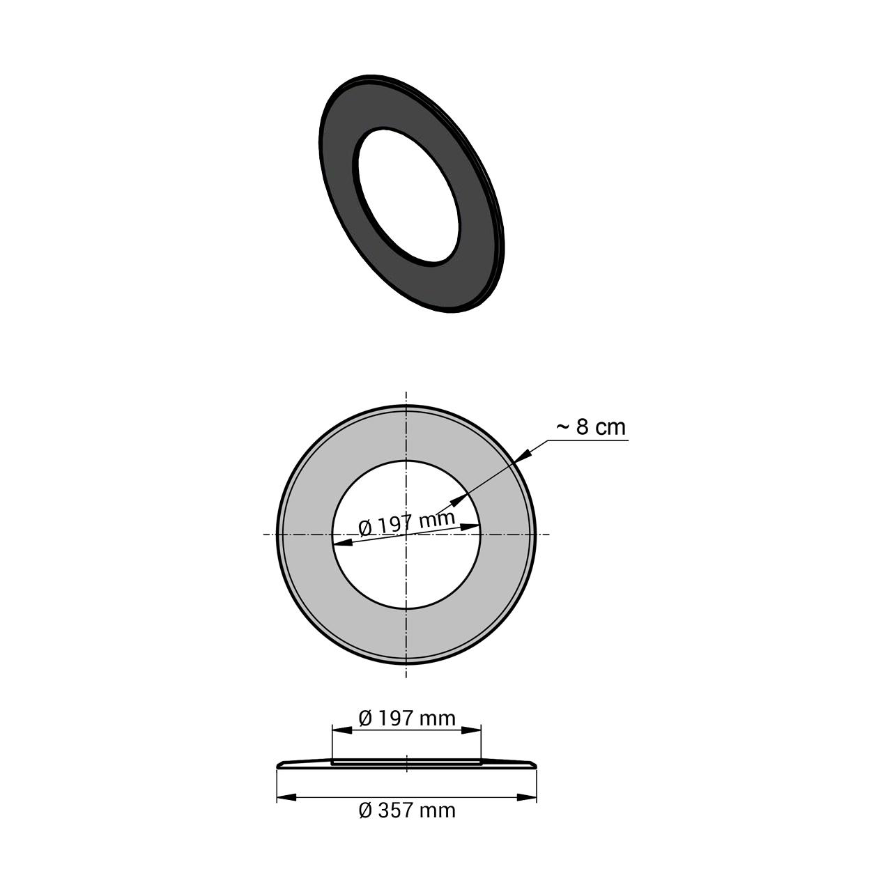 Doppelwandiges Ofenrohr Rosette DN 130 mm 8 cm Schwarz