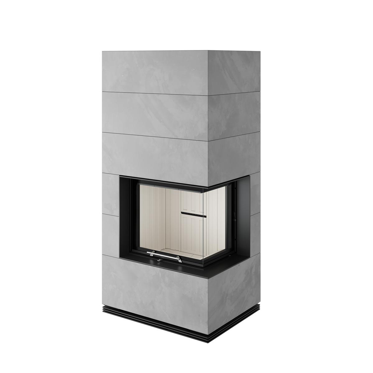 Kaminbausatz Spartherm SIM Varia 2R-55h 7 kW - Verkleidung: 1/3 Beton Natur - Feuerraumauskleidung: weiß - Verbrennungsluft: raumluftunabhängig (RLU)