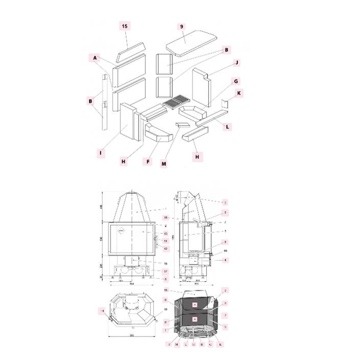 Haas und Sohn Kamineinsatz Prestige Feuerraumauskleidung Vorderstein R/O (0050110390005)