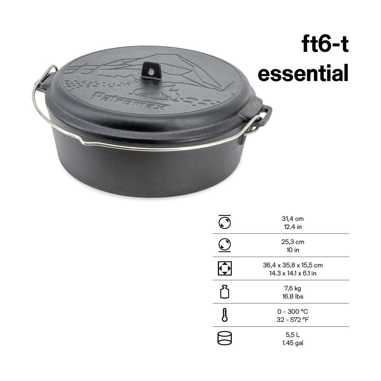 Dutch Oven Petromax Feuertopf Essential Line - Ausführung: FT6, Inhalt 5,5 Liter