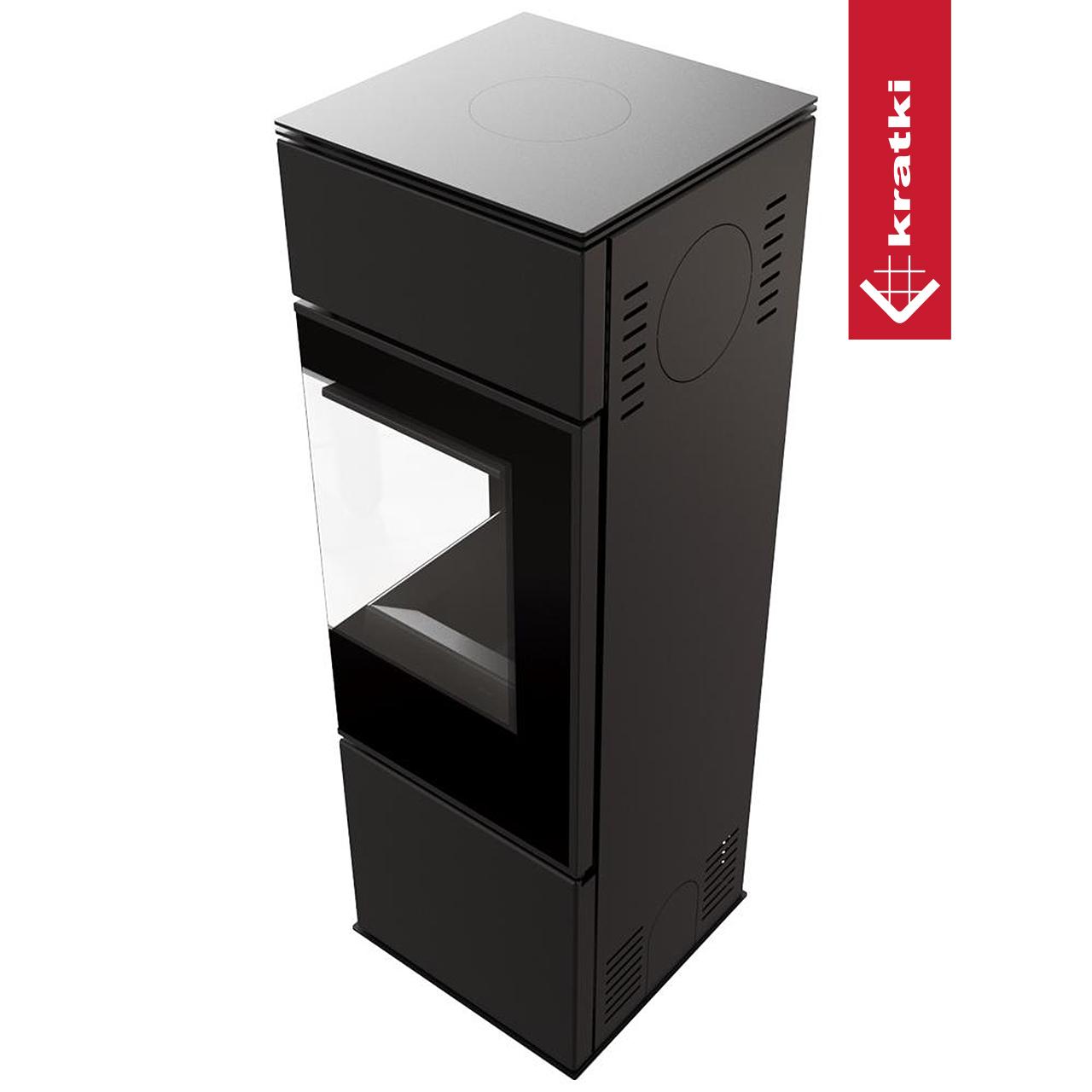 Kaminofen Kratki REN/S 7,3 kW - Ausführung: Schwarz - Version: Ecke rechts - Tür selbstschließend: ja