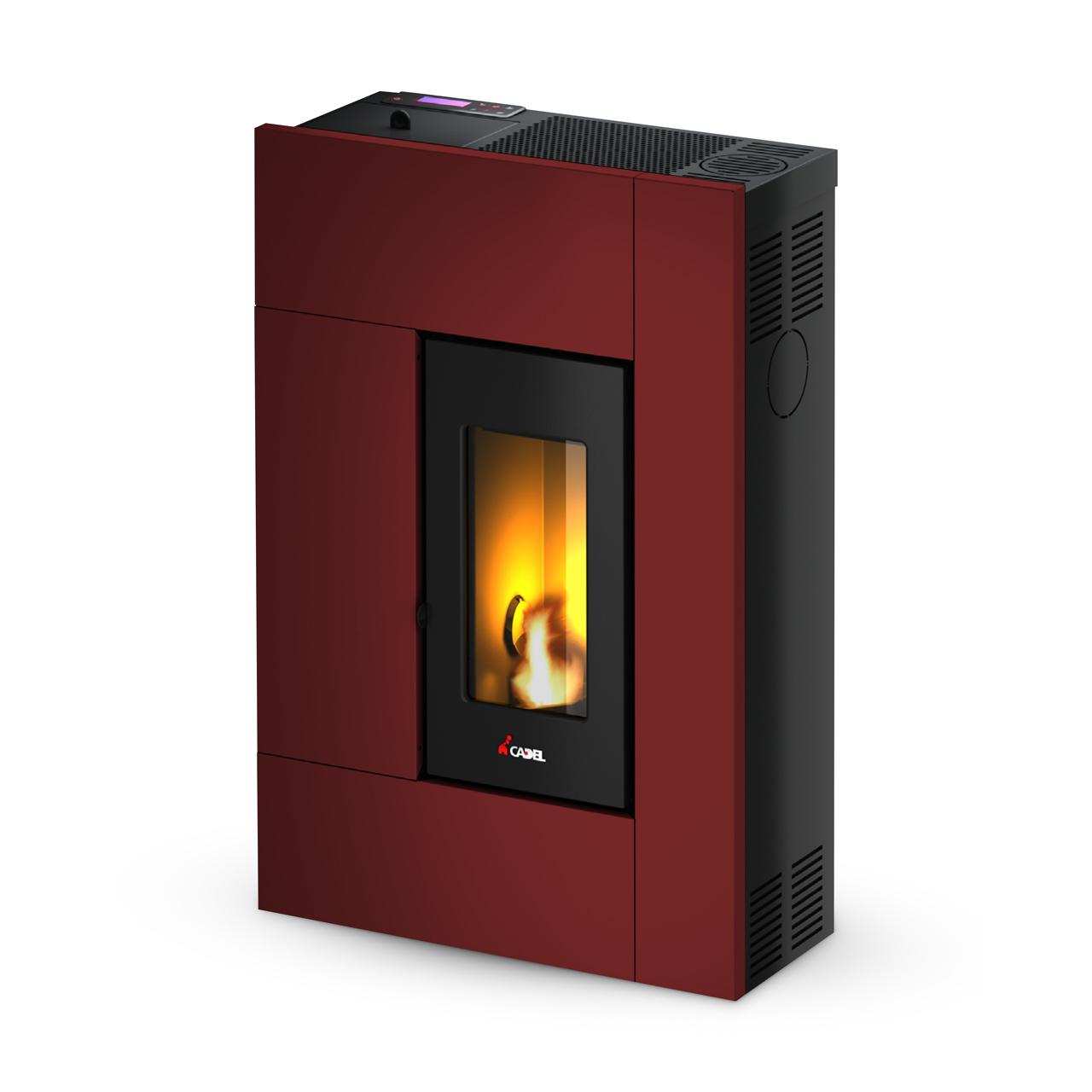 Pelletofen Cadel Spirit 5 kW - Ausführung: Stahl/Rot