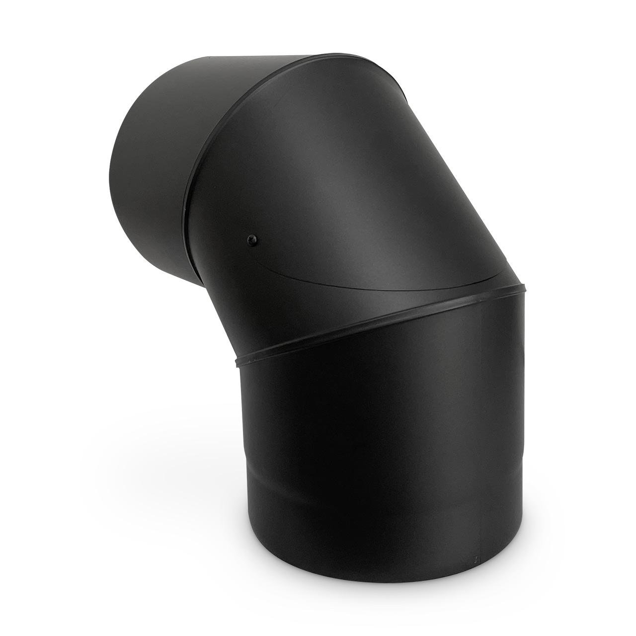 Doppelwandiges Ofenrohr Bogen mit Tür DN 130 mm 90° Schwarz