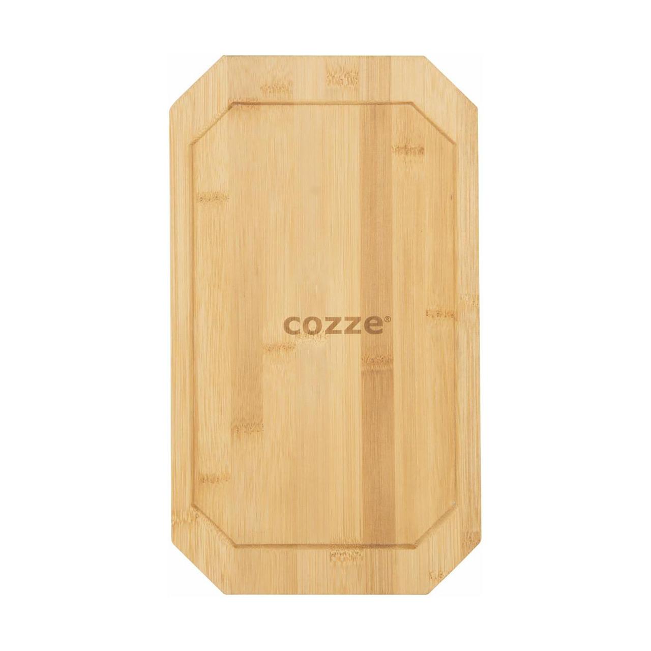 Grillzubehör Cozze Gusseisenpfanne mit Bambus Servierbrett 15x30 cm