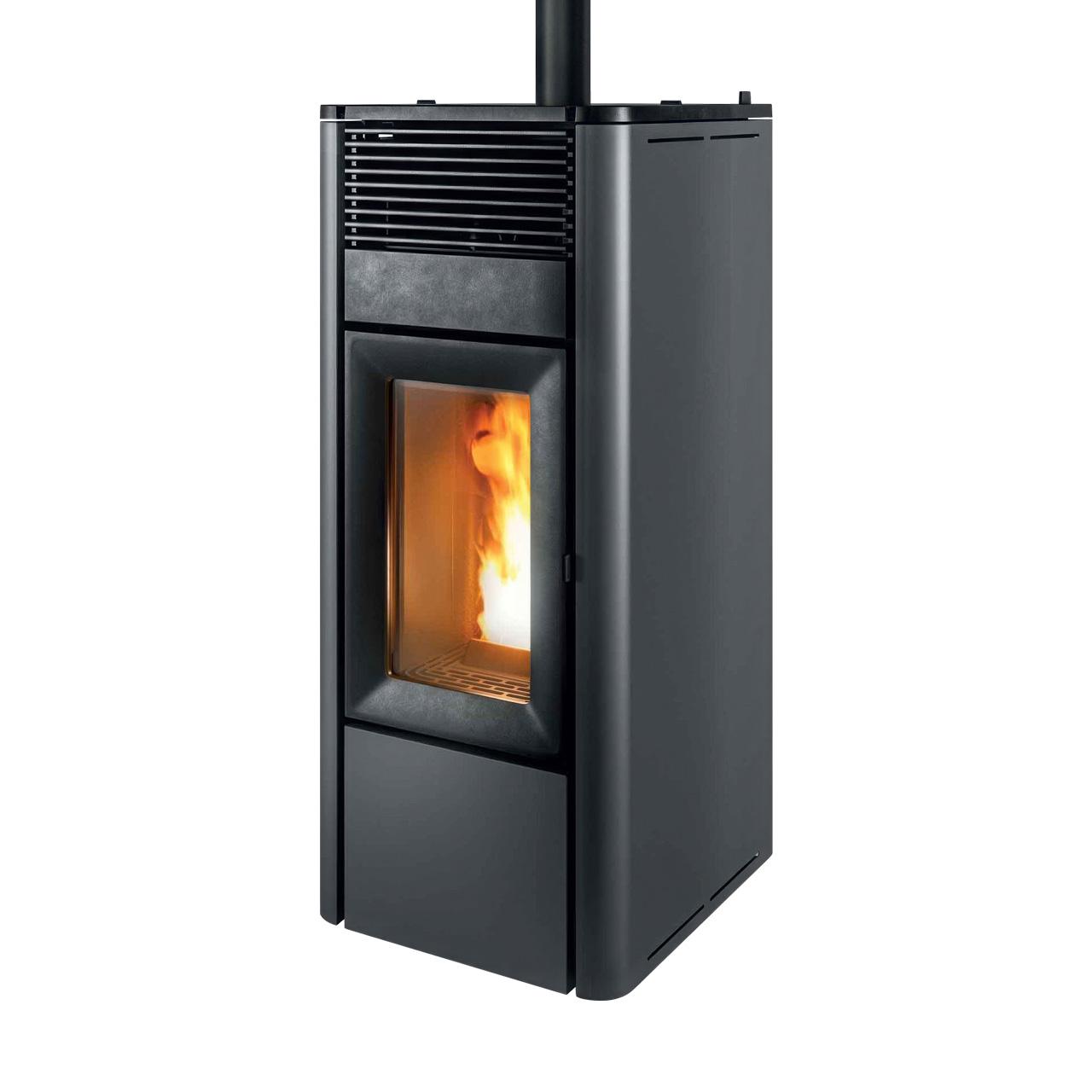 Pelletofen MCZ Teia Comfort Air Smartclean 10 UP, 10 kW kanalisierbar & Anschluss oben - Ausführung: 303 Black metal