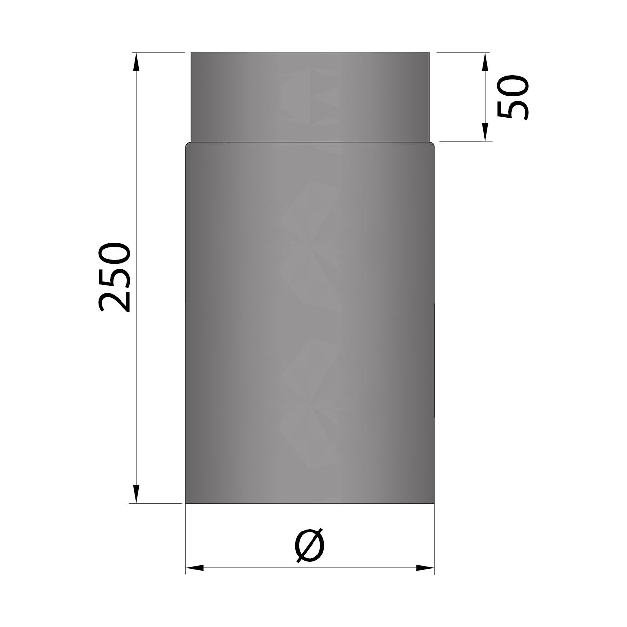 Ofenrohr DN 180 mm Länge 250 mm Gussgrau