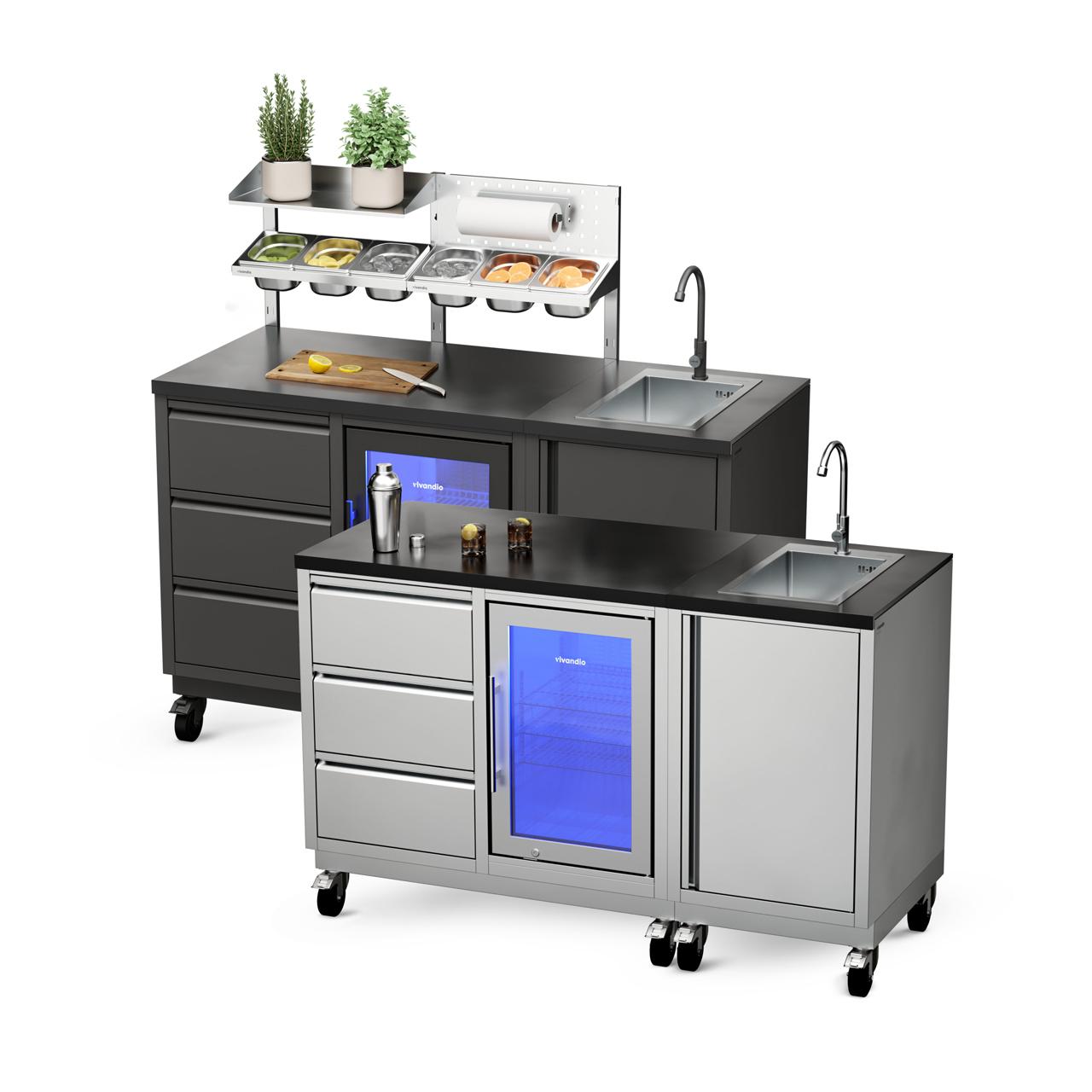 Outdoorküche vivandio quub / Outdoor Cocktailstation mit Kühlschrank und Spüle