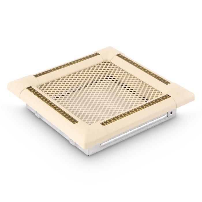 Kaltluftgitter 20x20cm Kamin Lüftungsgitter Ofen Gitter Elfenbein Gold