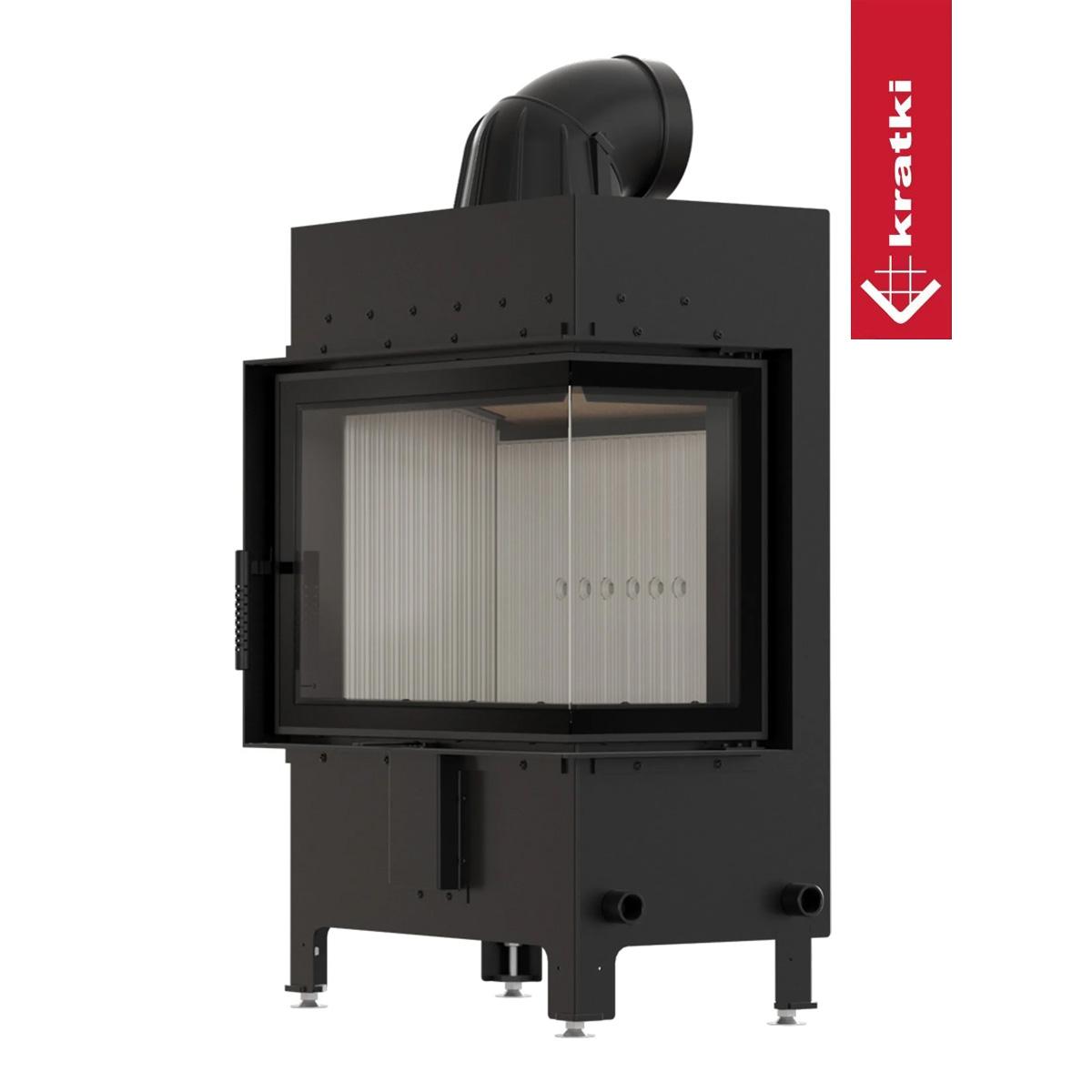 Eck-Kamineinsatz Kratki LUCY/12/NEW 12 kW - Türanschlag: rechts - Feuerraumauskleidung: weiß - Tür selbstschließend: nein