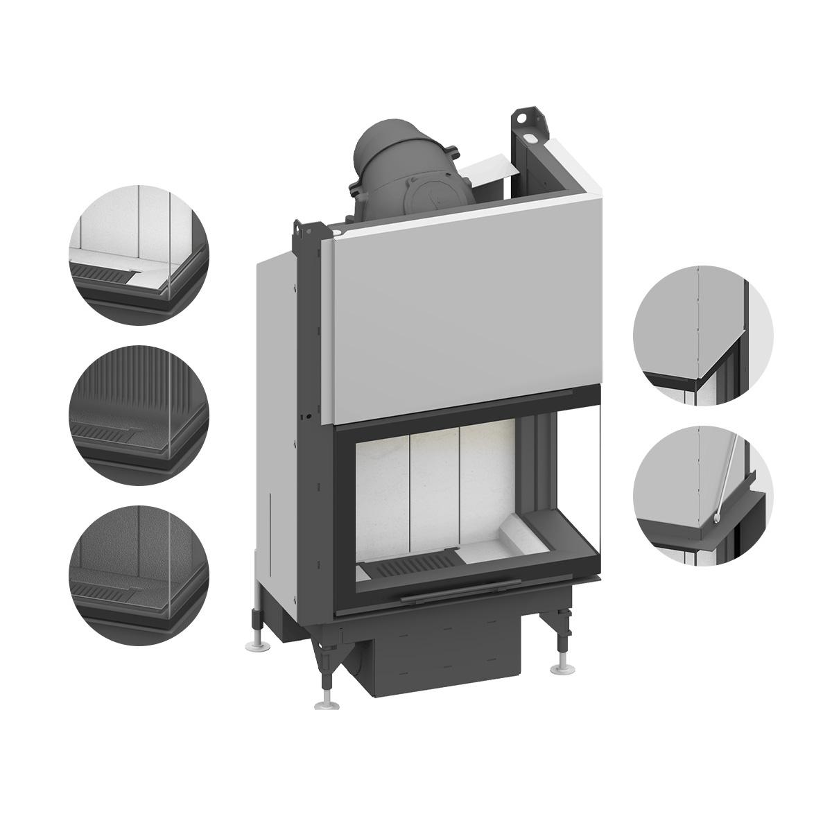 Eck-Kamineinsatz Schmid Ekko R 67(34) h evo mit 7,5 kW