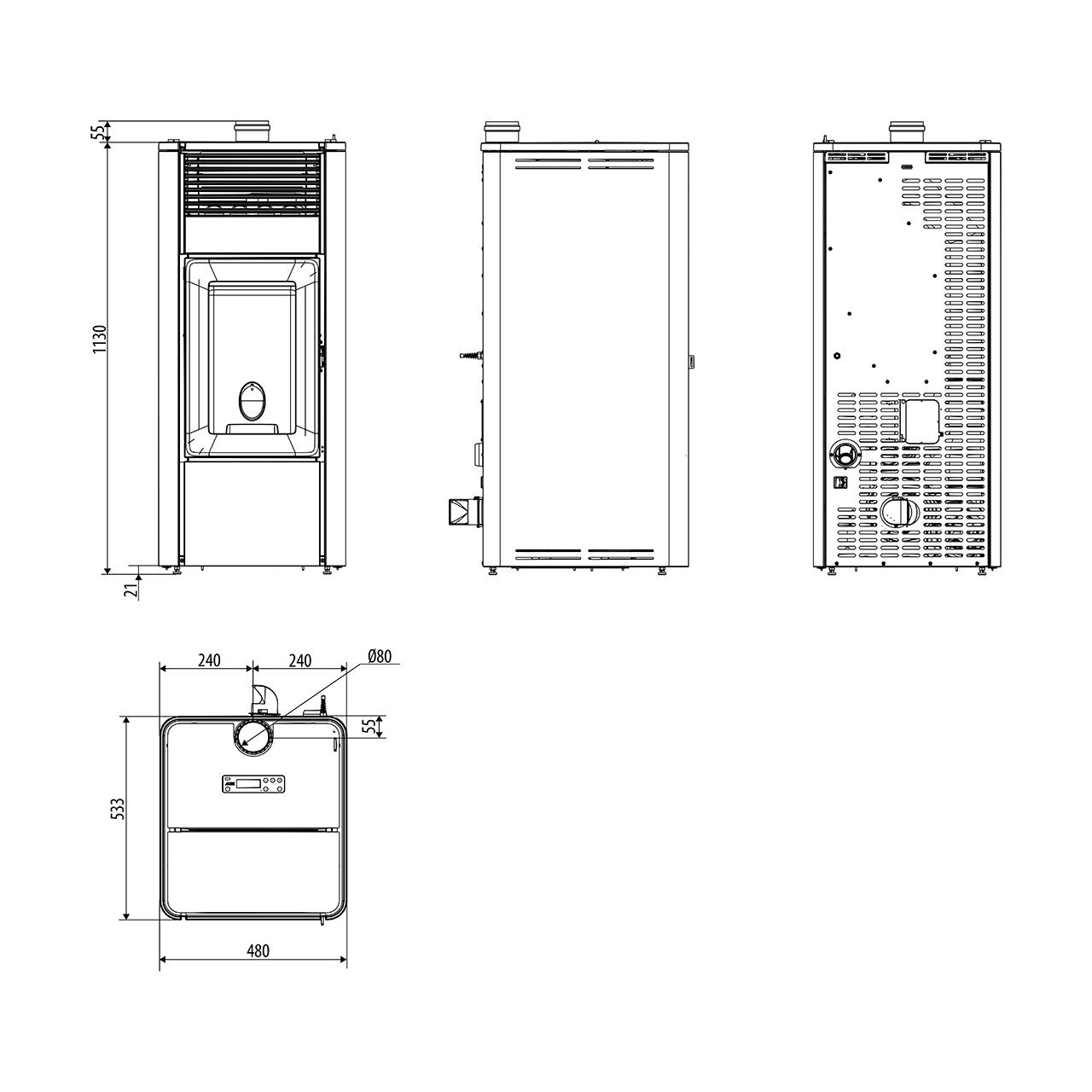Pelletofen MCZ Teia Comfort Air 10 UP! 10 kW - Ausführung: Dark metal_308