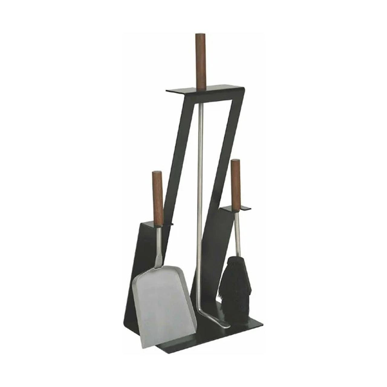 Kaminbesteck Lienbacher 3tlg. schwarz mit Holzgriffen