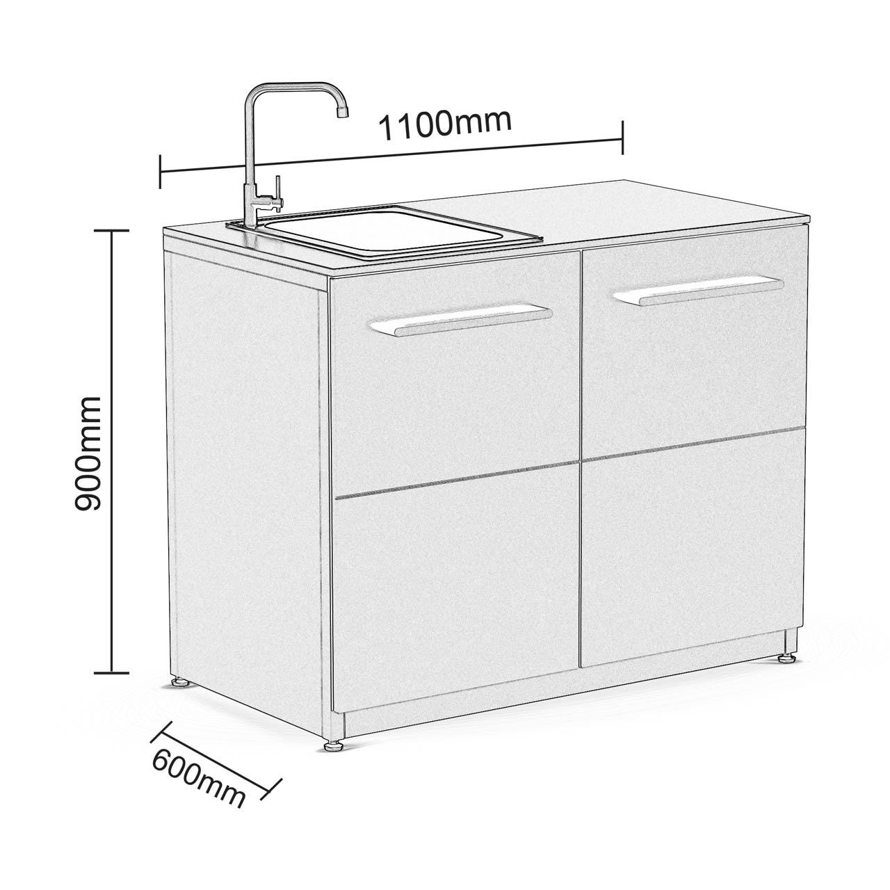Outdoorküche Cozze Elements Außenküche 110 Spülmodul inkl. Spülbecken und Wasserhahn