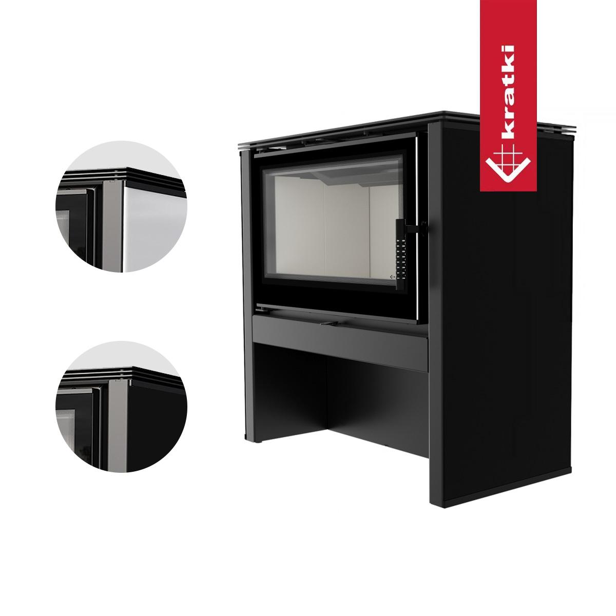 Kaminofen Kratki JUNO/12, 12 kW - Seitenverkleidung: Schwarz