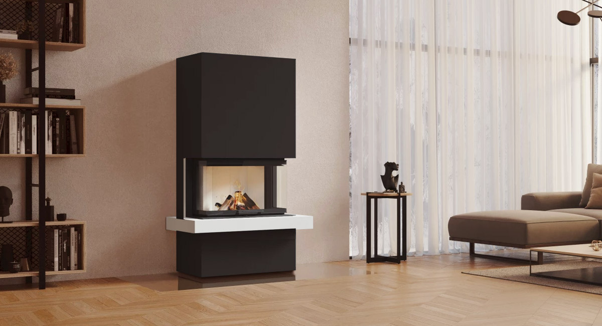 Kaminbausatz Neocube P24 Phedra/Nero Zimbabwe Montagebeispiel