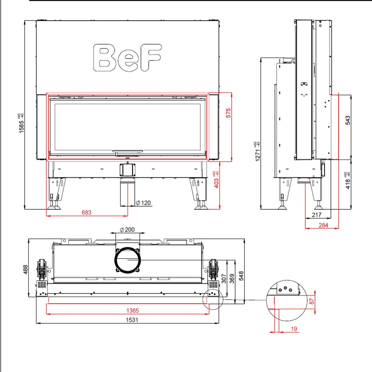 Kamineinsatz BeF Therm V 14, 14 kW