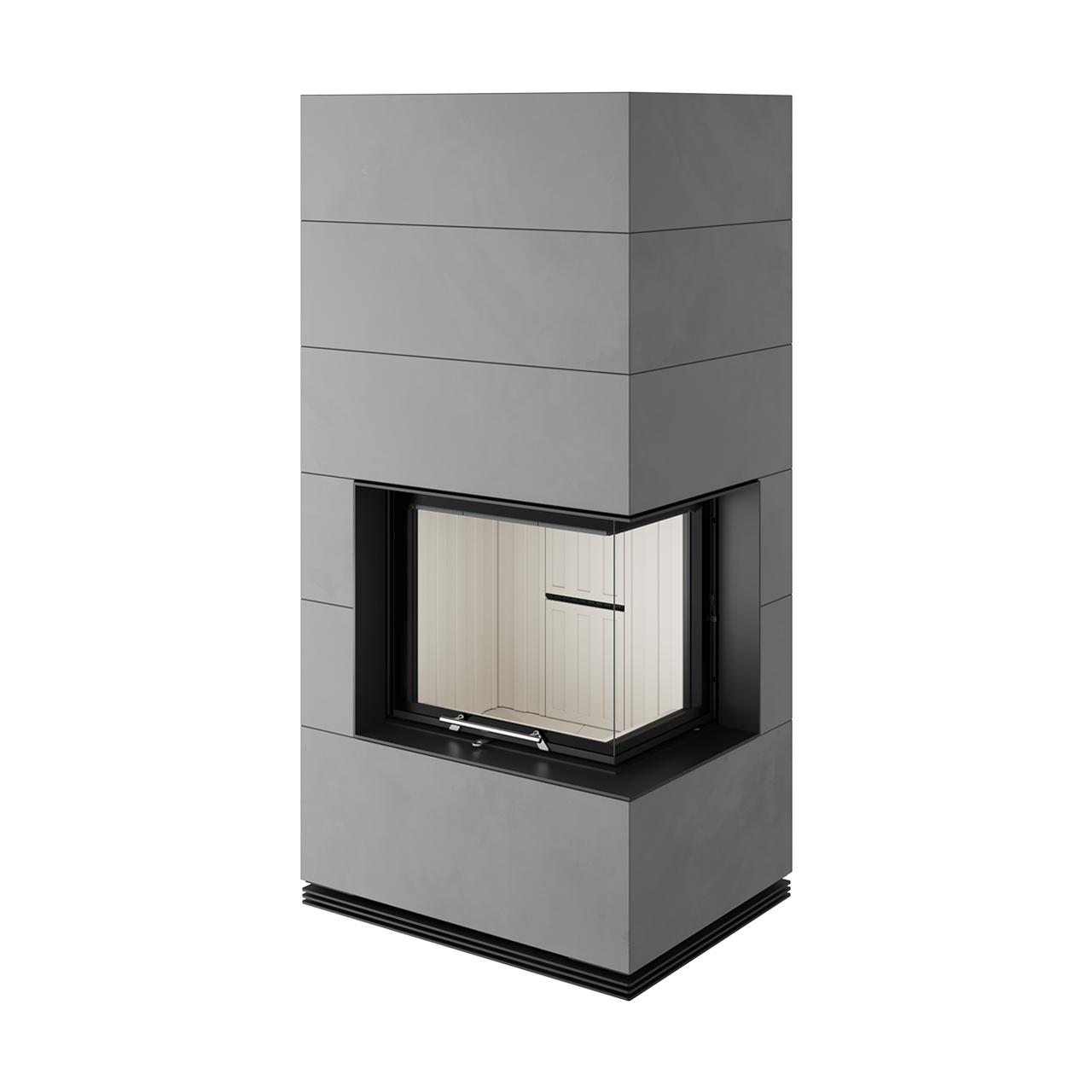 Kaminbausatz wasserführend Spartherm SIM Varia 2R-55h H2O 7 kW - Verkleidung: 1/3 Beton Fino - Feuerraumauskleidung: Elfenbein