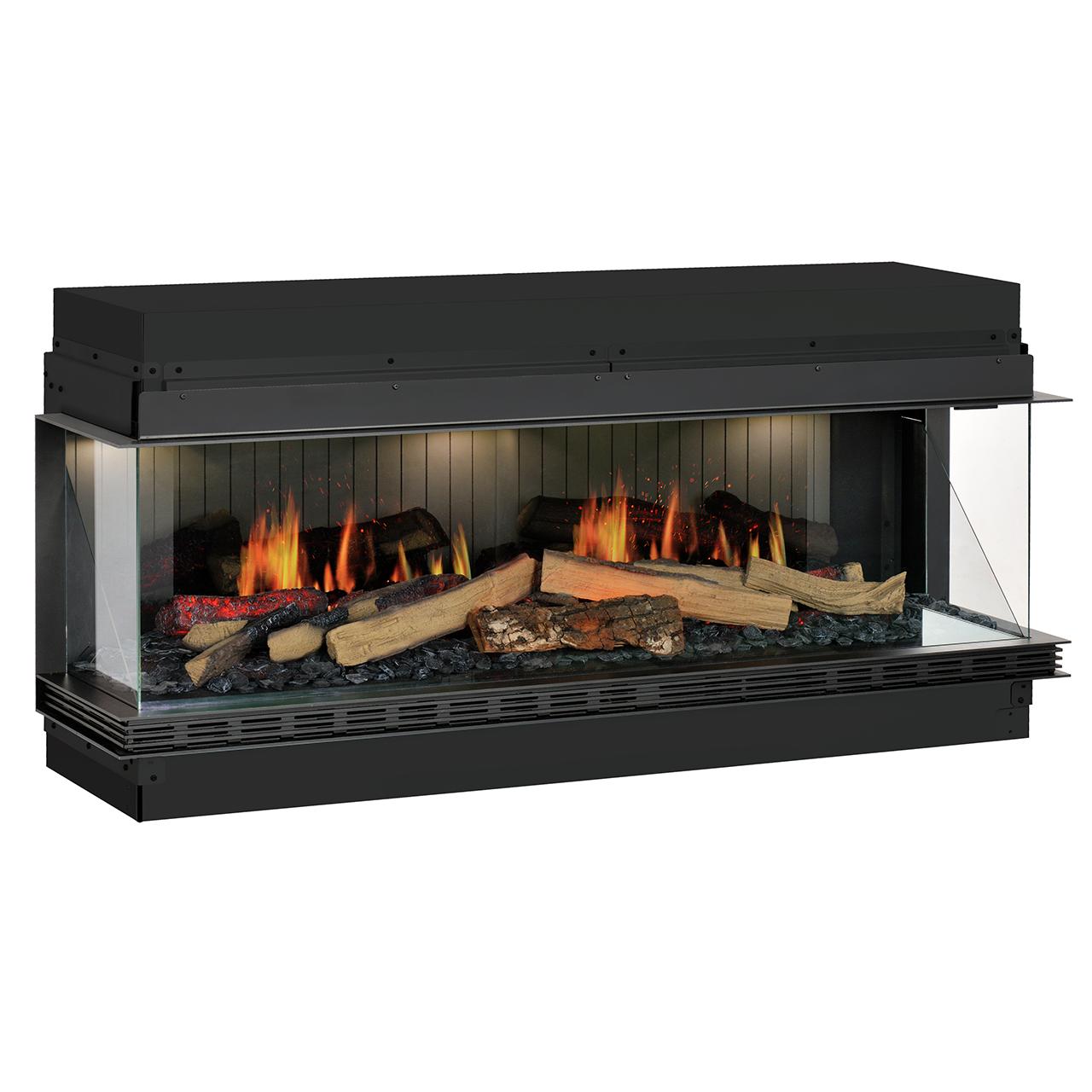 Dimplex Vista 130 III 3-seitiger Premium Elektrokamin mit Opti-V 3D Flammen LED Real Flame Effekt und Heizfunktion für modernes Wohnambiente