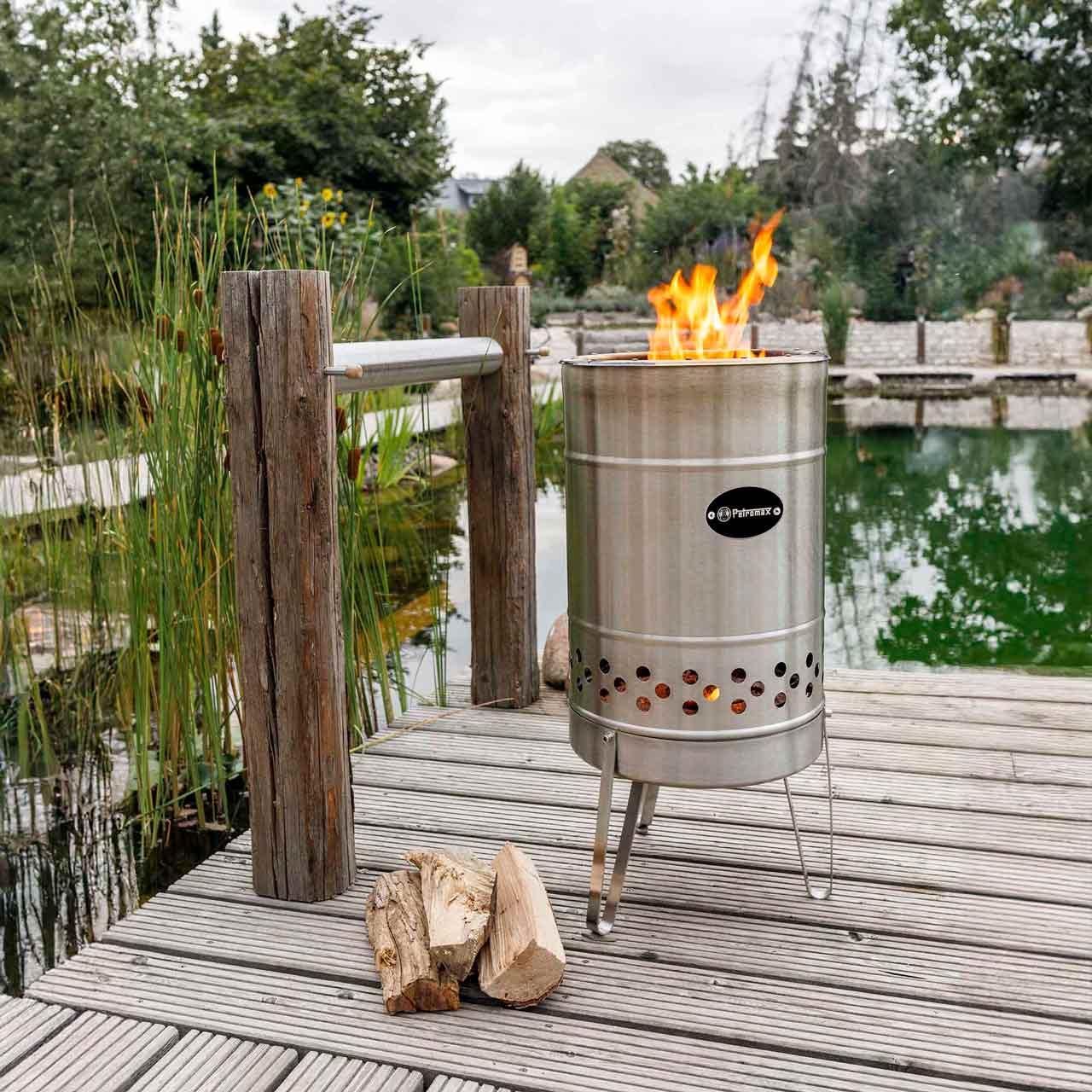 Feuertonne Petromax Pyron, Edelstahl Terrassenofen