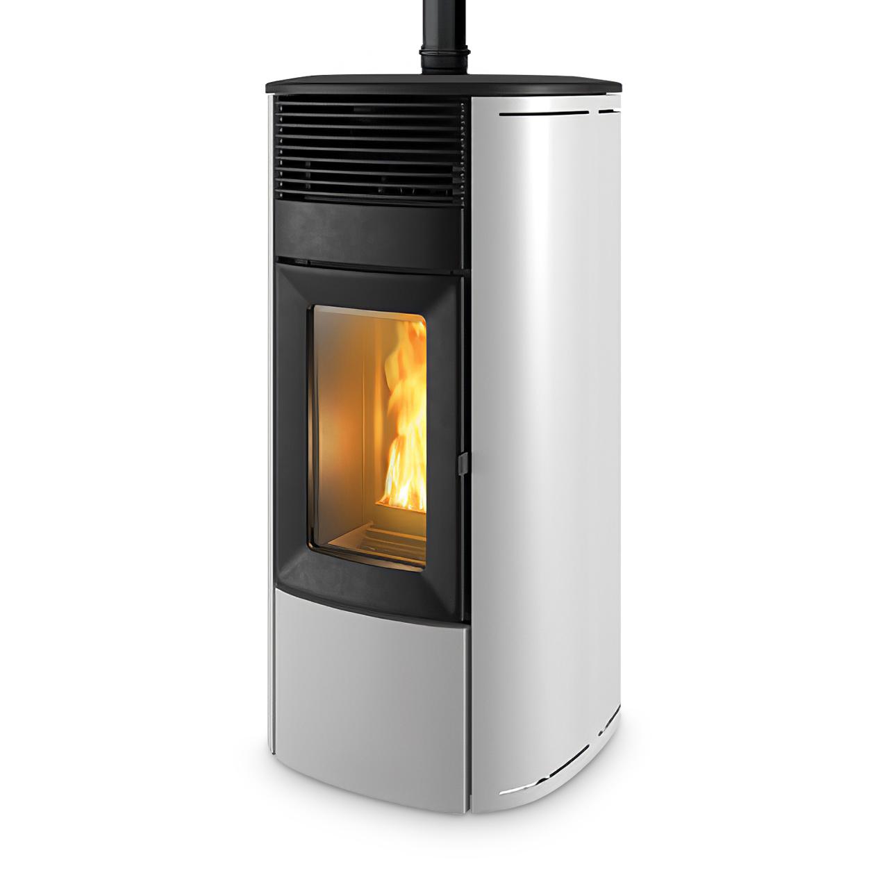 Pelletofen MCZ Club Air 10 UP! Absolute 10 kW - Ausführung: Top Keramik Schwarz, Seiten Stahl Weiß
