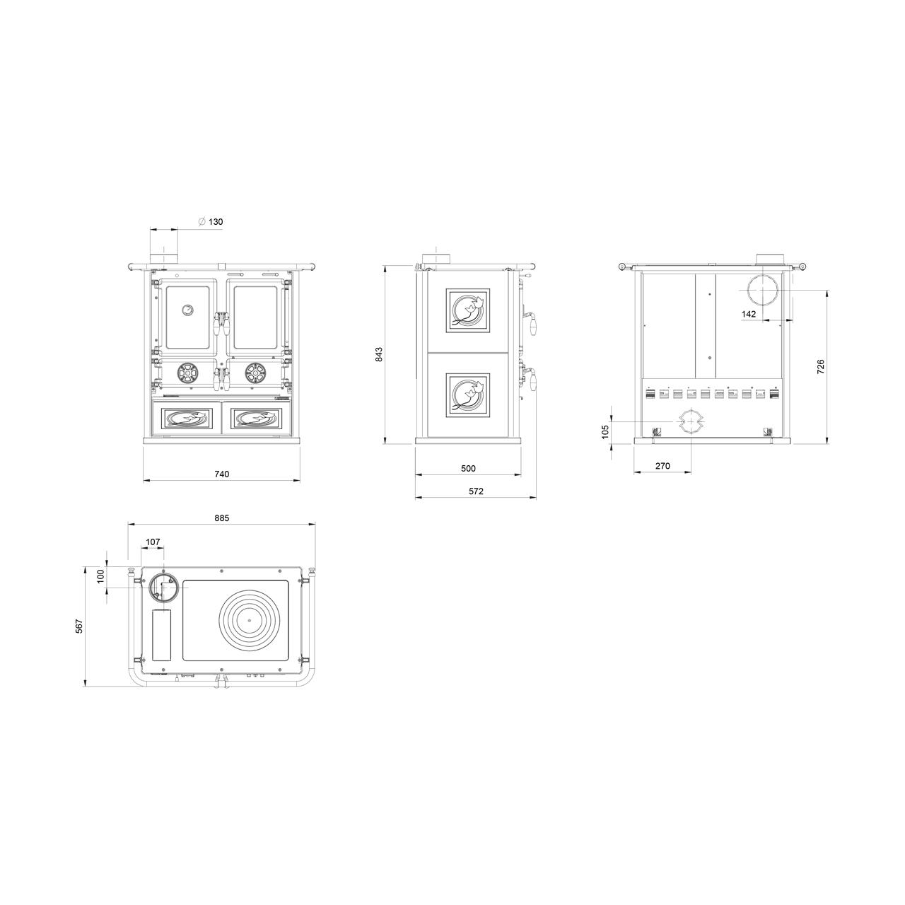 Küchenofen La Nordica Rosetta SX.16 7,9 kW - Ausführung: Ceramica Bordeaux