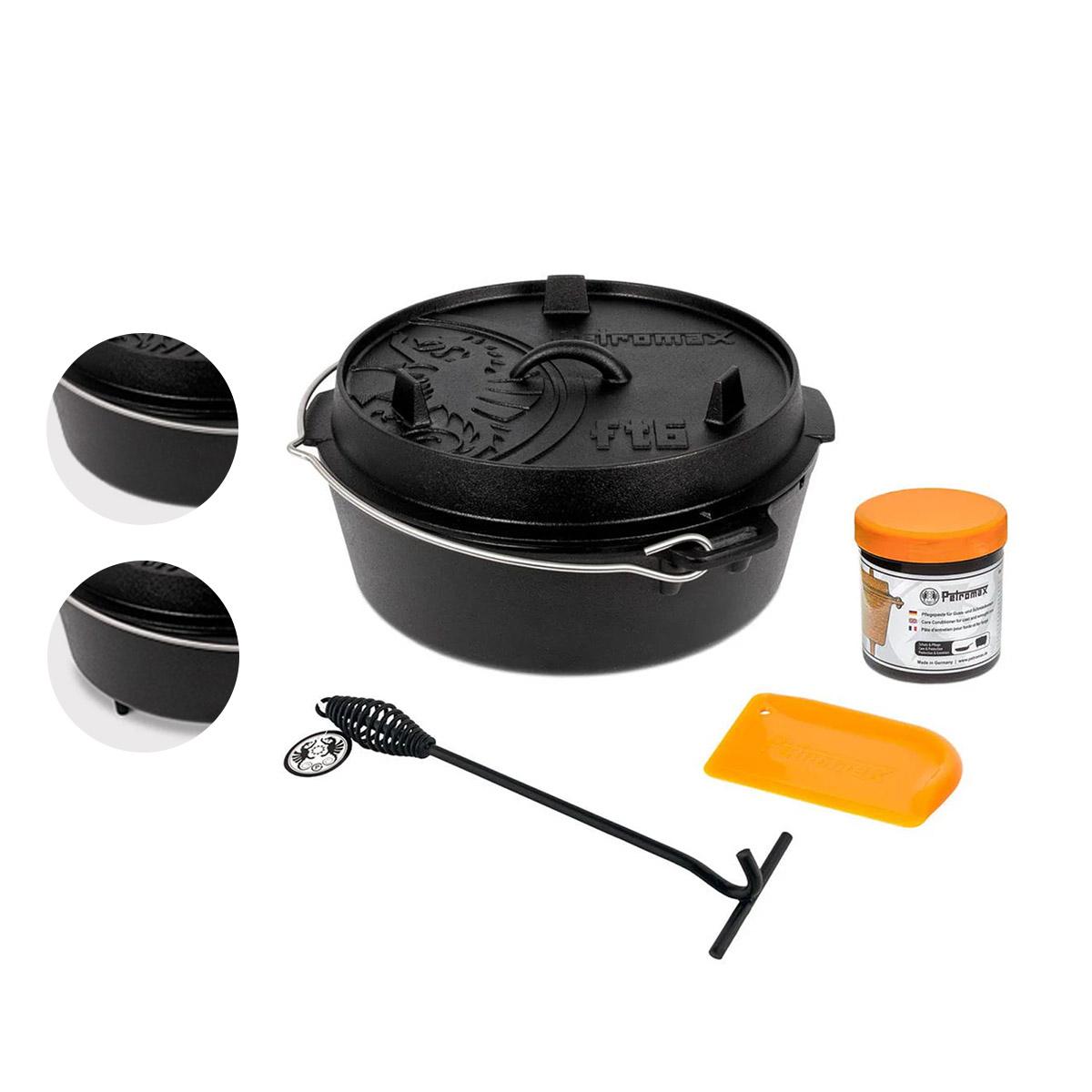Petromax Feuertopf ft6 Set inkl. Deckelheber, Schaber & Pflegepaste