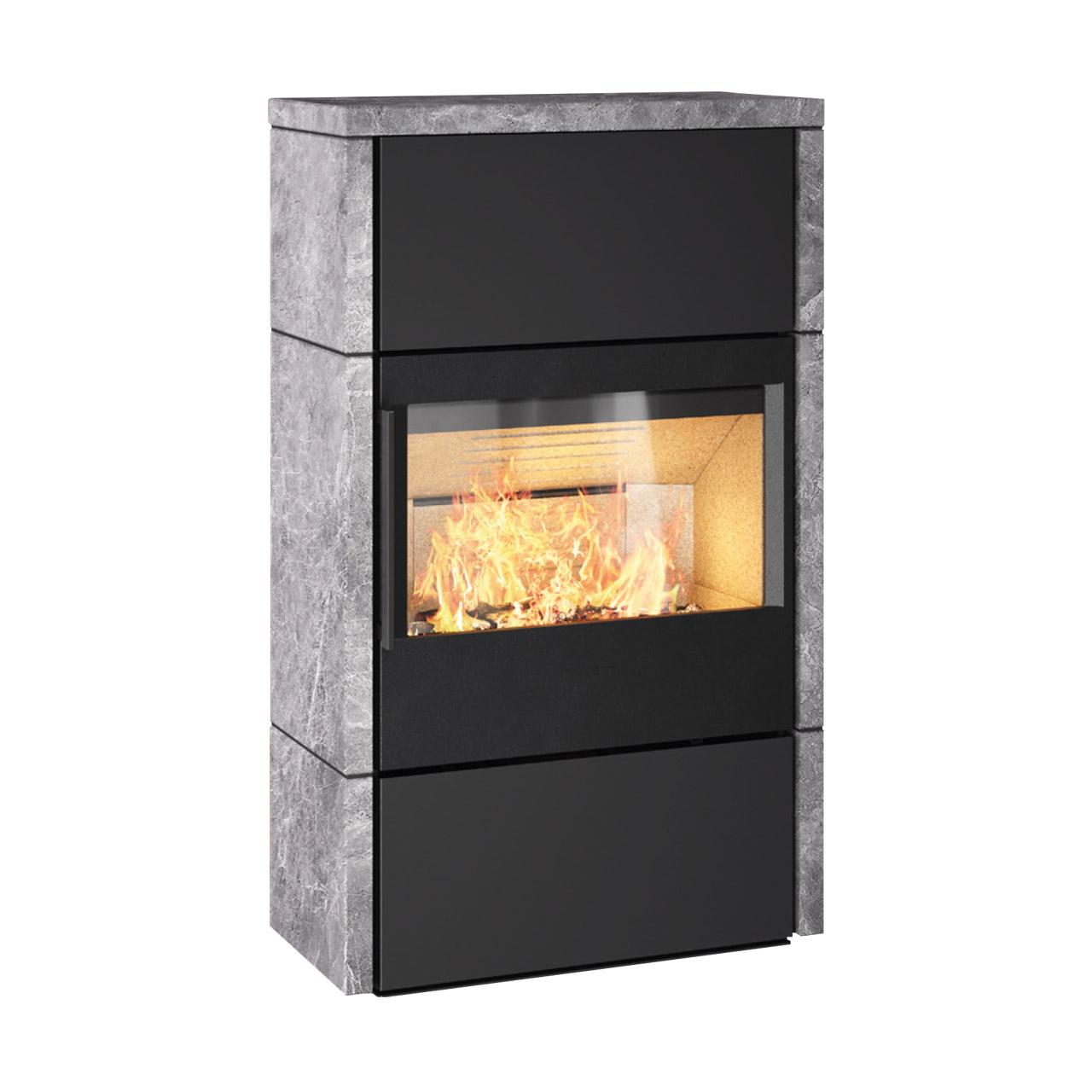 Kaminofen HWAM 5460 Autopilot Naturstein 6,3 kW - Ausführung: 5460c schwarz - Verkleidung: Speckstein - Rauchrohranschluss: Hinten