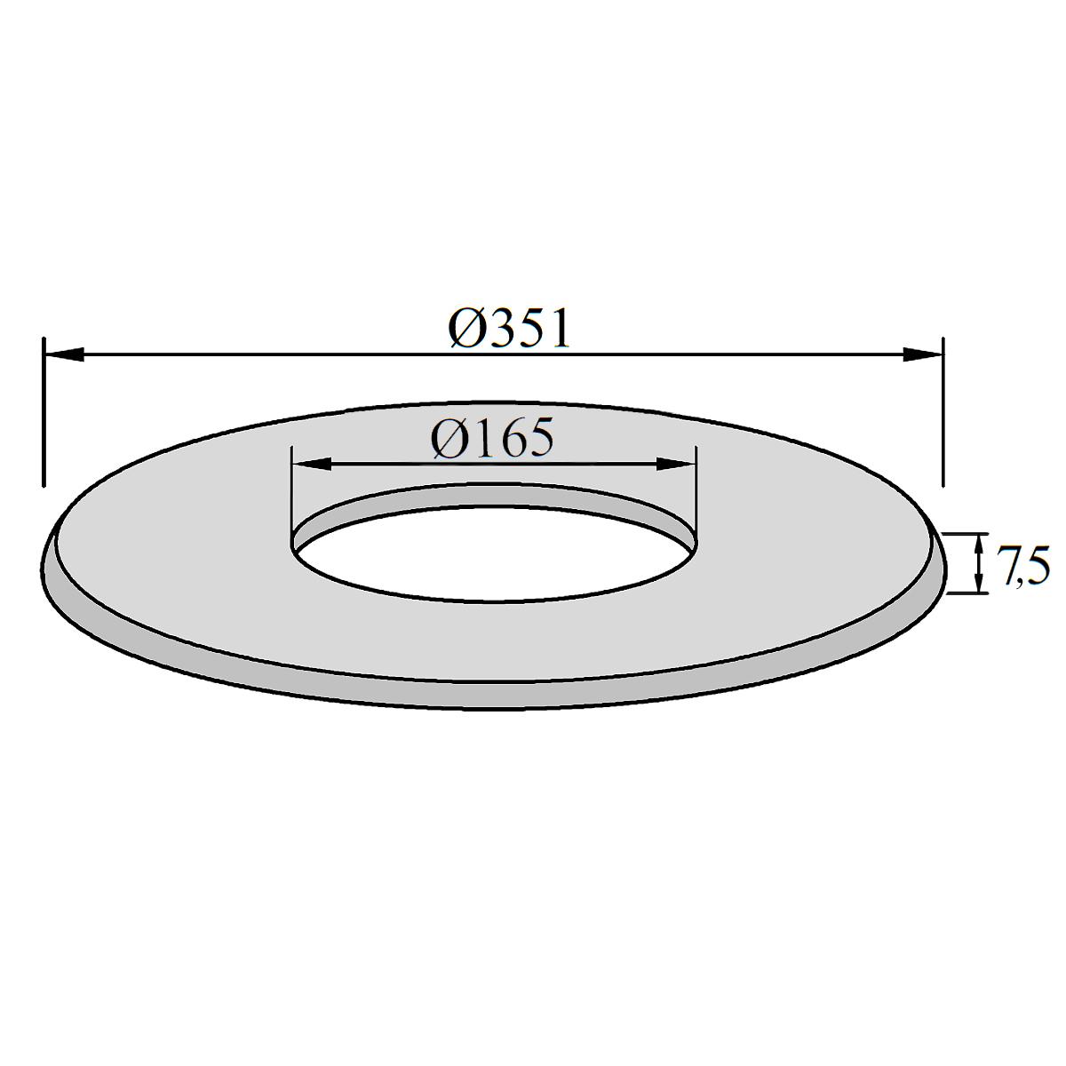 Ofenrohr Rosette DN 160 mm Rand 9 cm Schwarz