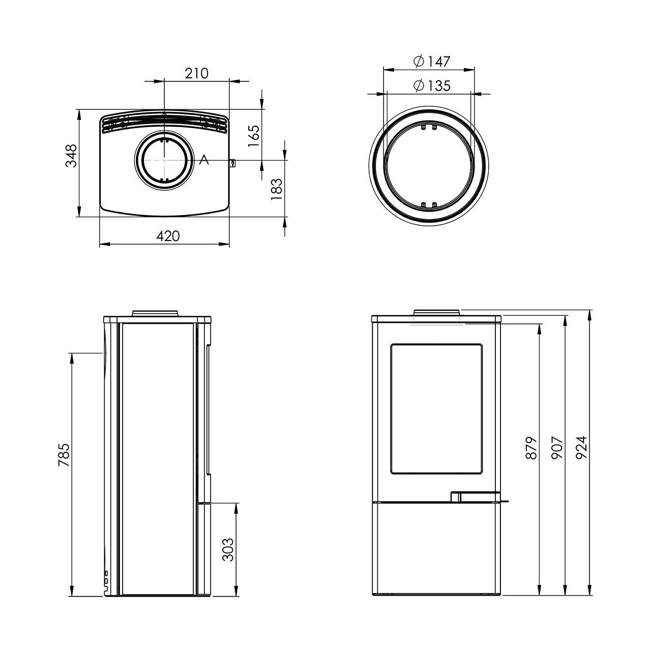 Kaminofen Nordpeis Uno 4 Eiche 4 kW