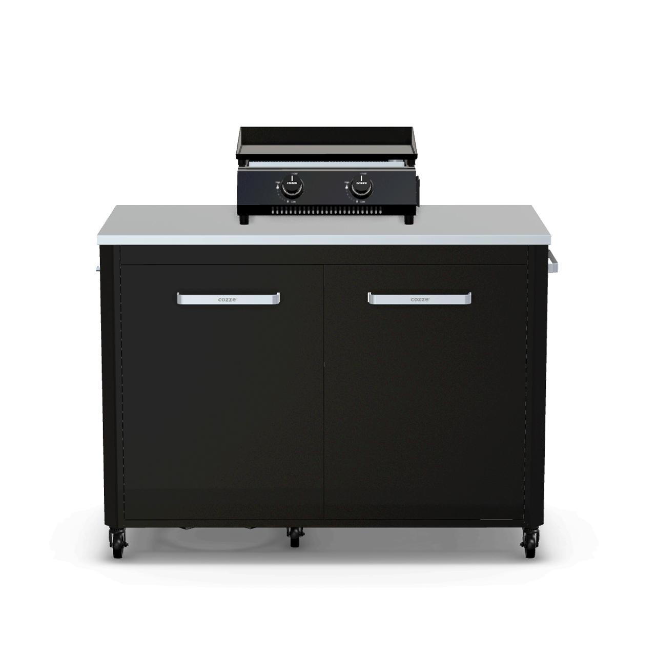 Cozze Plancha G-400 Bundle inkl. Schrankmodul 120 cm mit Edelstahlplatte & Gratis Grillspatel
