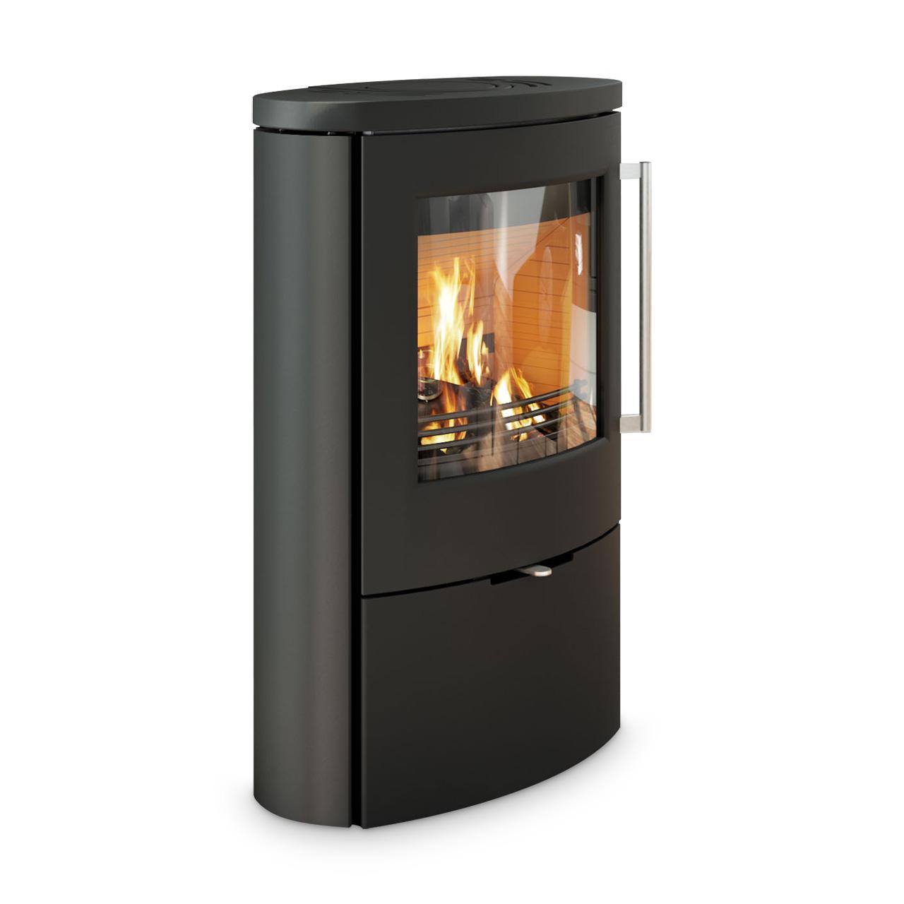 Kaminofen Termatech TT80RL 5,5 kW - Ausführung: TT80RL Schwarz, Rauchrohanschluss oben