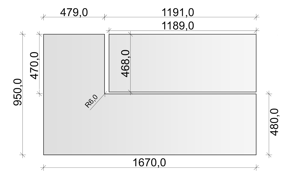 2tlg. Winterplatte/Vorlegeplatte, 167x95 cm mit gefaster Kante