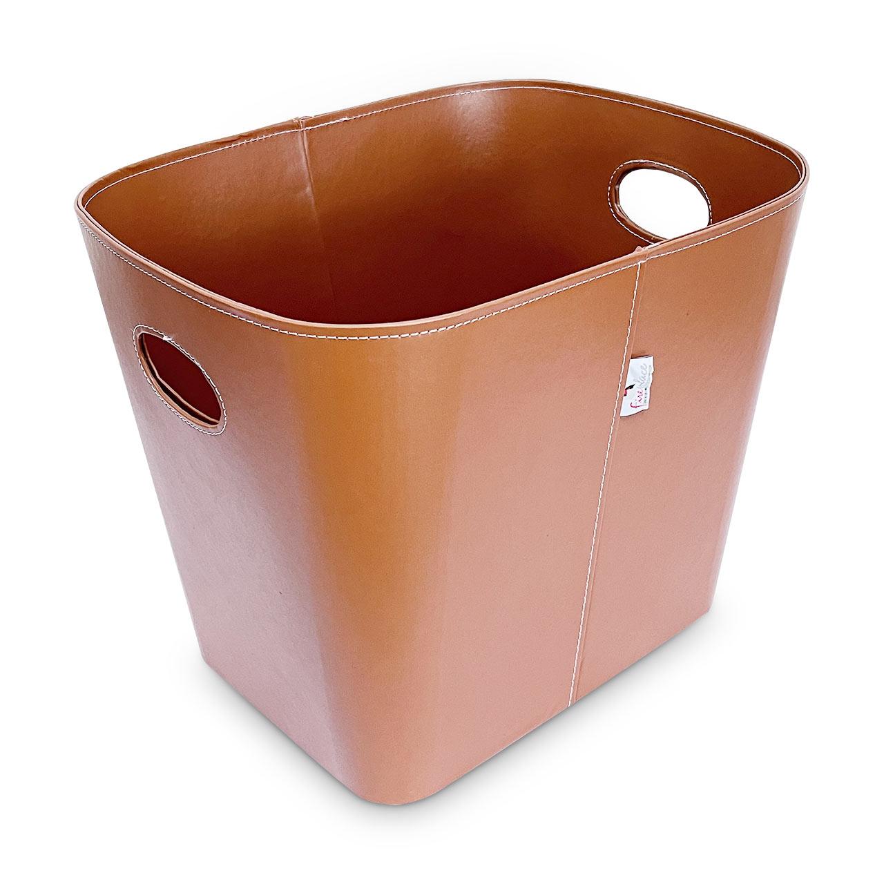 Fireplace Holzkorb Medium im Leder Look Hellbraun