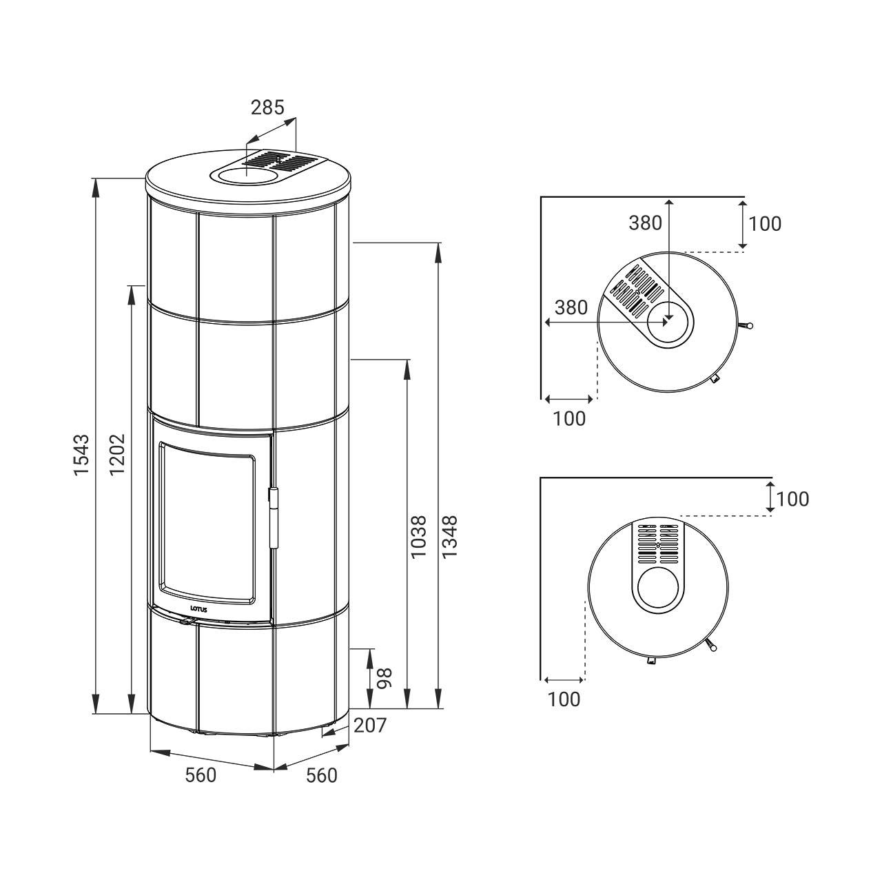 Speicherofen Lotus Maestro 2 Speckstein 6 kW - Feuerraumtür: Grau