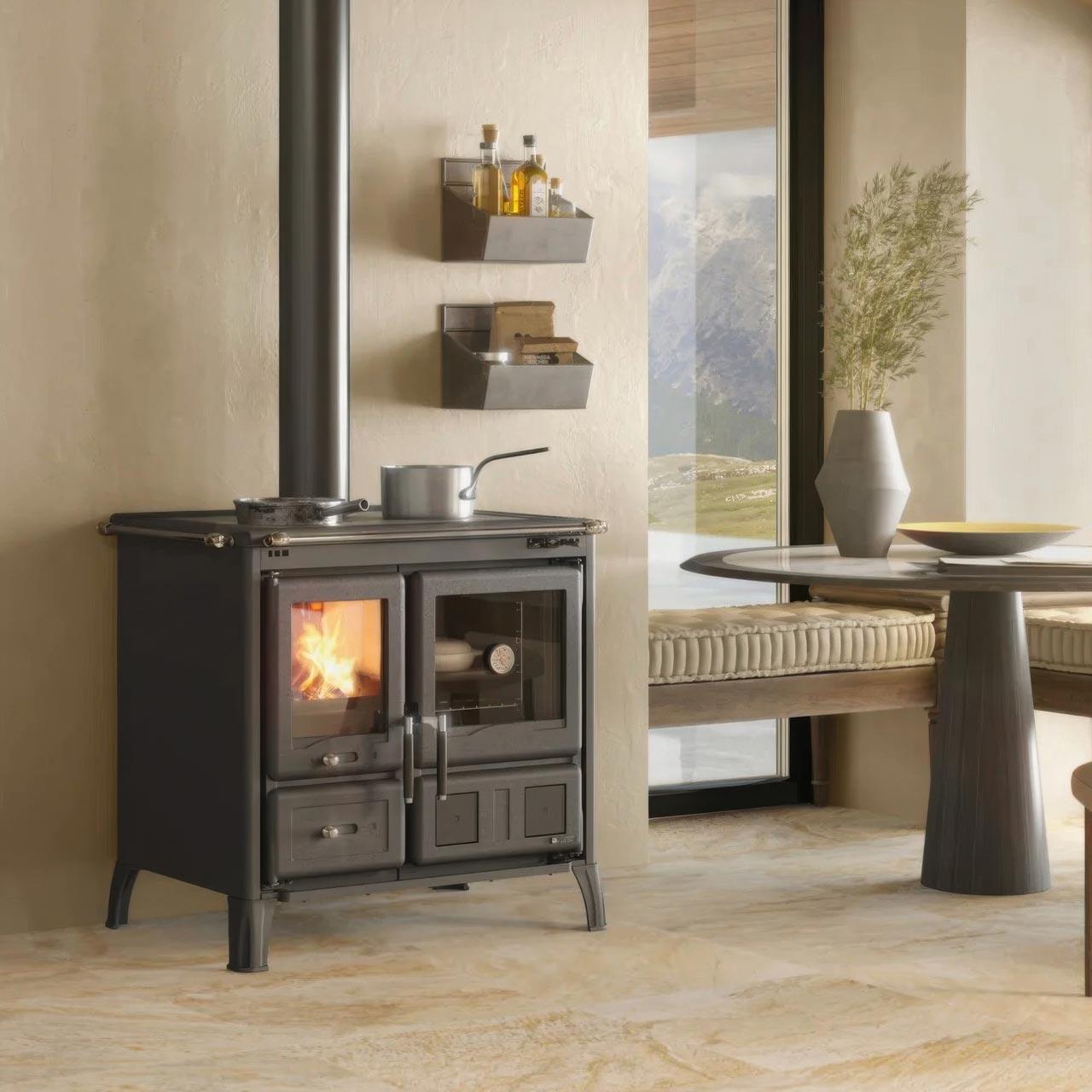 Küchenofen La Nordica Prestige Line Gardenia.16 9,5 kW - Ausführung: Stahl Anthrazit Schwarz