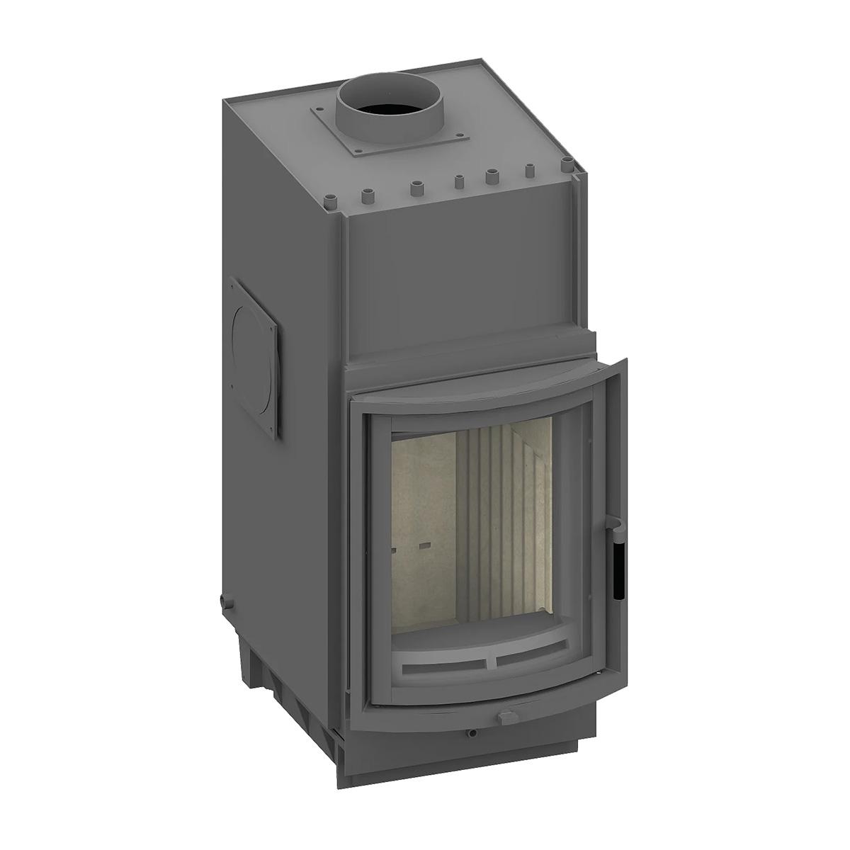 Kachelofeneinsatz wassergeführt Schmid Profi W 7 mit 12 kW - Front: Profi R Anthrazit - Außenbefeuerung: ohne