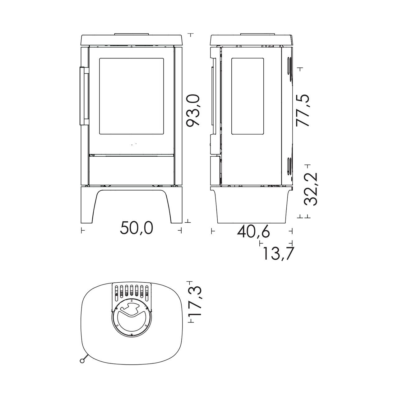 Kaminofen HWAM 4510 SmartControl 4,9 kW - Ausführung: 4510c niedriger Sockel, Korpus Schwarz, Gussrahmentür